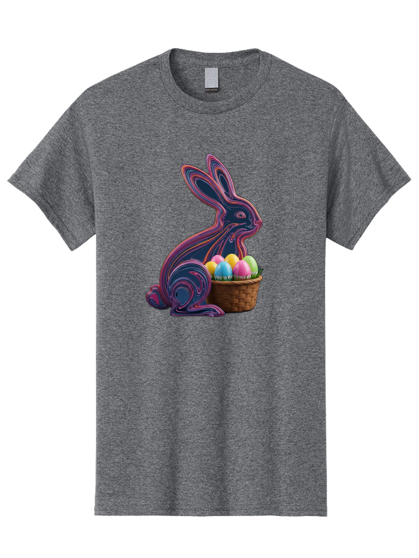 Easter-Bunny-1 Men'S Graphic Tee, 100% Cotton, Comfortable Casual Summer Wear, Machine Washable, Easter Bunny, Pastel Eggs, Colorful Eggs, Wicker Basket, Festive Decor, Spring Theme, Vibrant Colors, Holiday Symbol, Easter Eggs Baa597