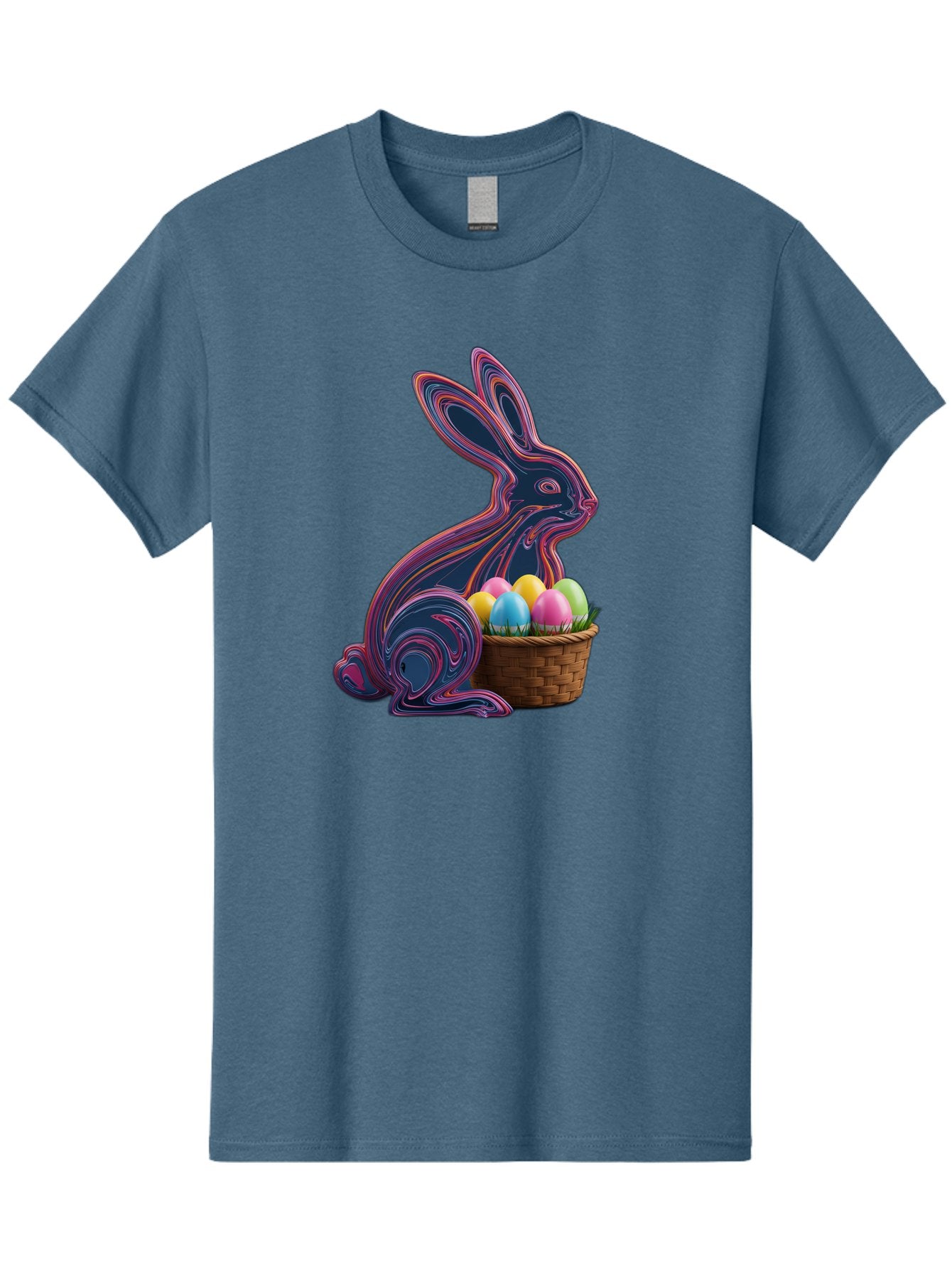 Easter-Bunny-1 Men'S Graphic Tee, 100% Cotton, Comfortable Casual Summer Wear, Machine Washable, Easter Bunny, Pastel Eggs, Colorful Eggs, Wicker Basket, Festive Decor, Spring Theme, Vibrant Colors, Holiday Symbol, Easter Eggs Baa597 10