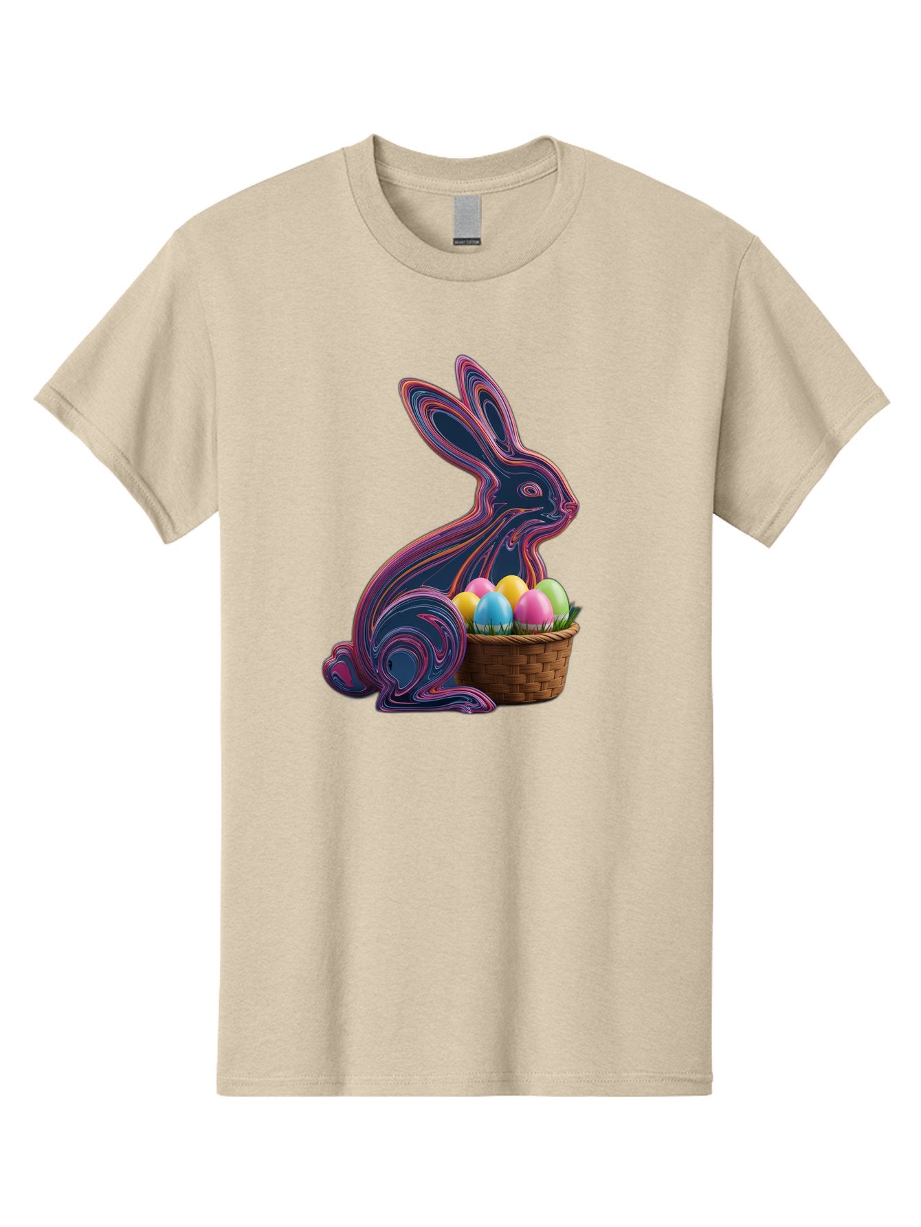 Easter-Bunny-1 Men'S Graphic Tee, 100% Cotton, Comfortable Casual Summer Wear, Machine Washable, Easter Bunny, Pastel Eggs, Colorful Eggs, Wicker Basket, Festive Decor, Spring Theme, Vibrant Colors, Holiday Symbol, Easter Eggs Baa597 6