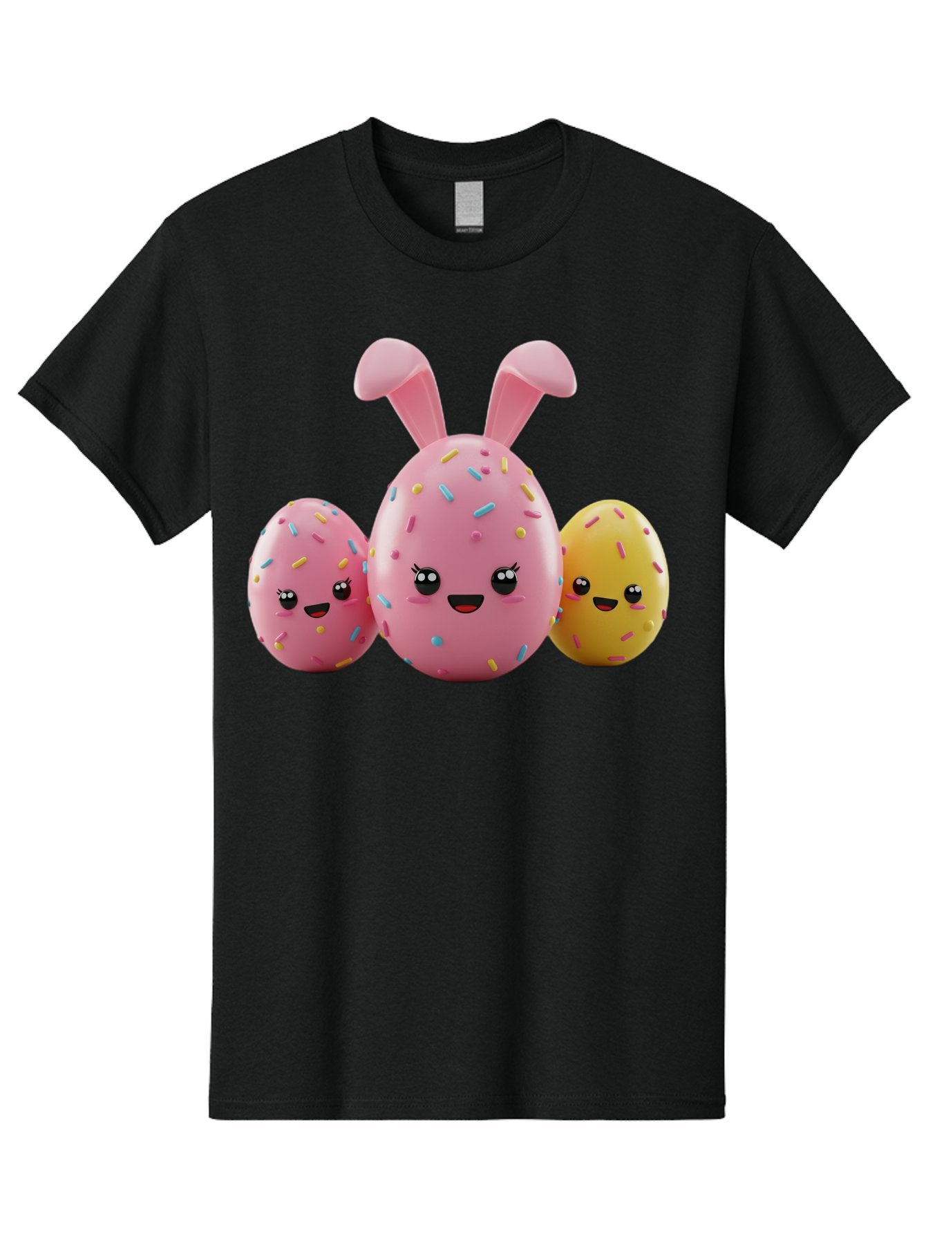 Easter-Egg-Characters Men'S Graphic Tee, 100% Cotton, Comfortable Casual Summer Wear, Machine Washable, Easter Eggs, Cartoon Characters, Smiling Faces, Sprinkles, Pastel Colors, 3D Rendering, Festive Vibe, Easter Celebration, Cute Eggs, Baa600 5