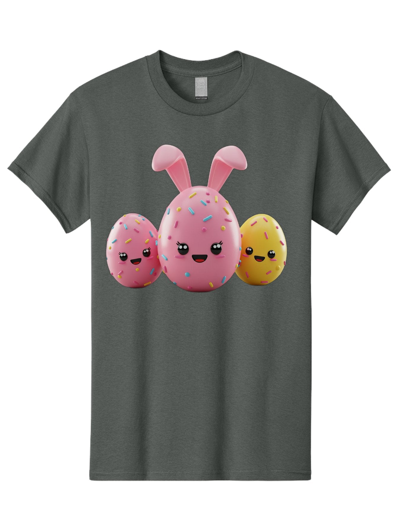 Easter-Egg-Characters Men'S Graphic Tee, 100% Cotton, Comfortable Casual Summer Wear, Machine Washable, Easter Eggs, Cartoon Characters, Smiling Faces, Sprinkles, Pastel Colors, 3D Rendering, Festive Vibe, Easter Celebration, Cute Eggs, Baa600 6