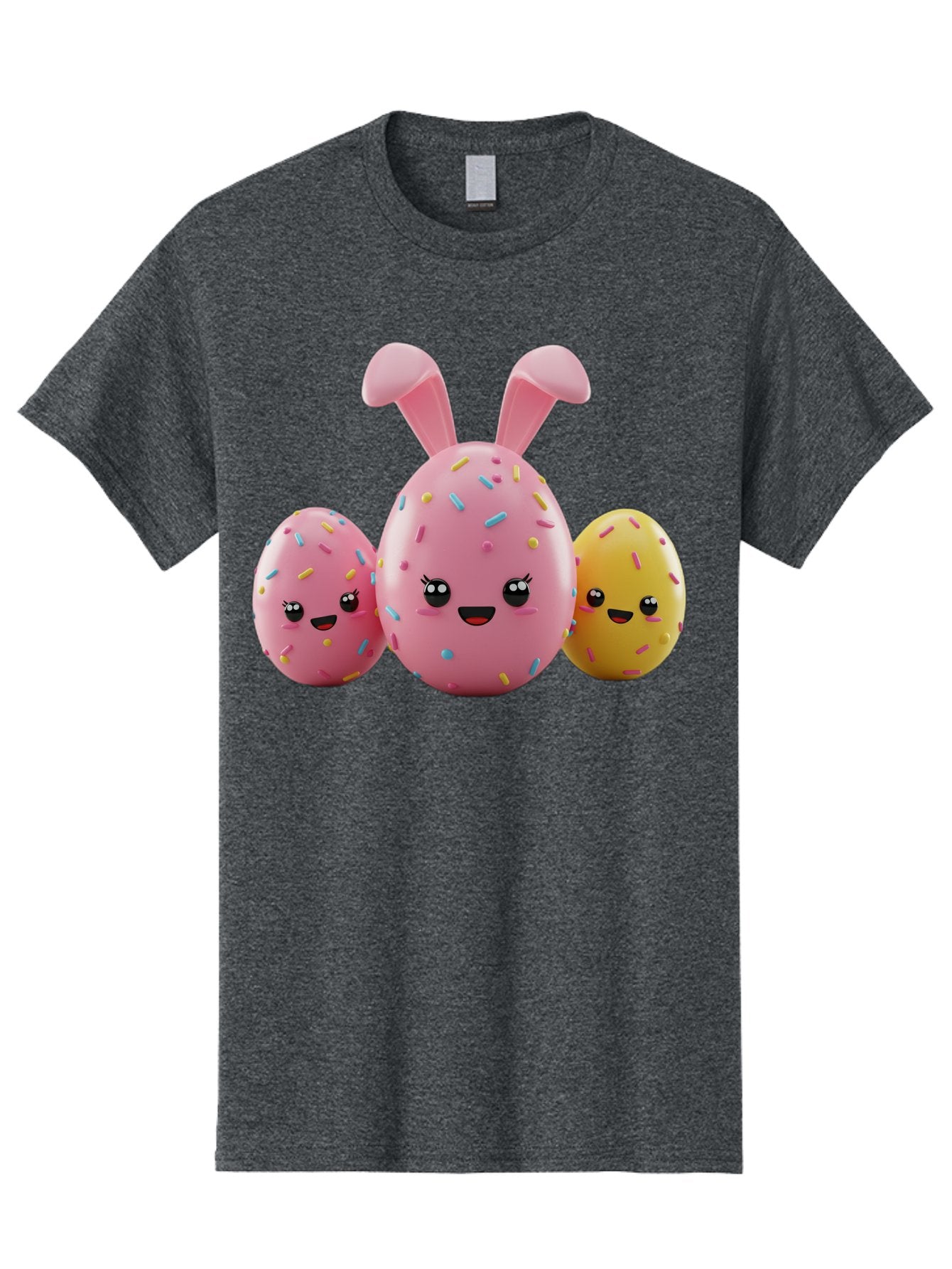 Easter-Egg-Characters Men'S Graphic Tee, 100% Cotton, Comfortable Casual Summer Wear, Machine Washable, Easter Eggs, Cartoon Characters, Smiling Faces, Sprinkles, Pastel Colors, 3D Rendering, Festive Vibe, Easter Celebration, Cute Eggs, Baa600 14
