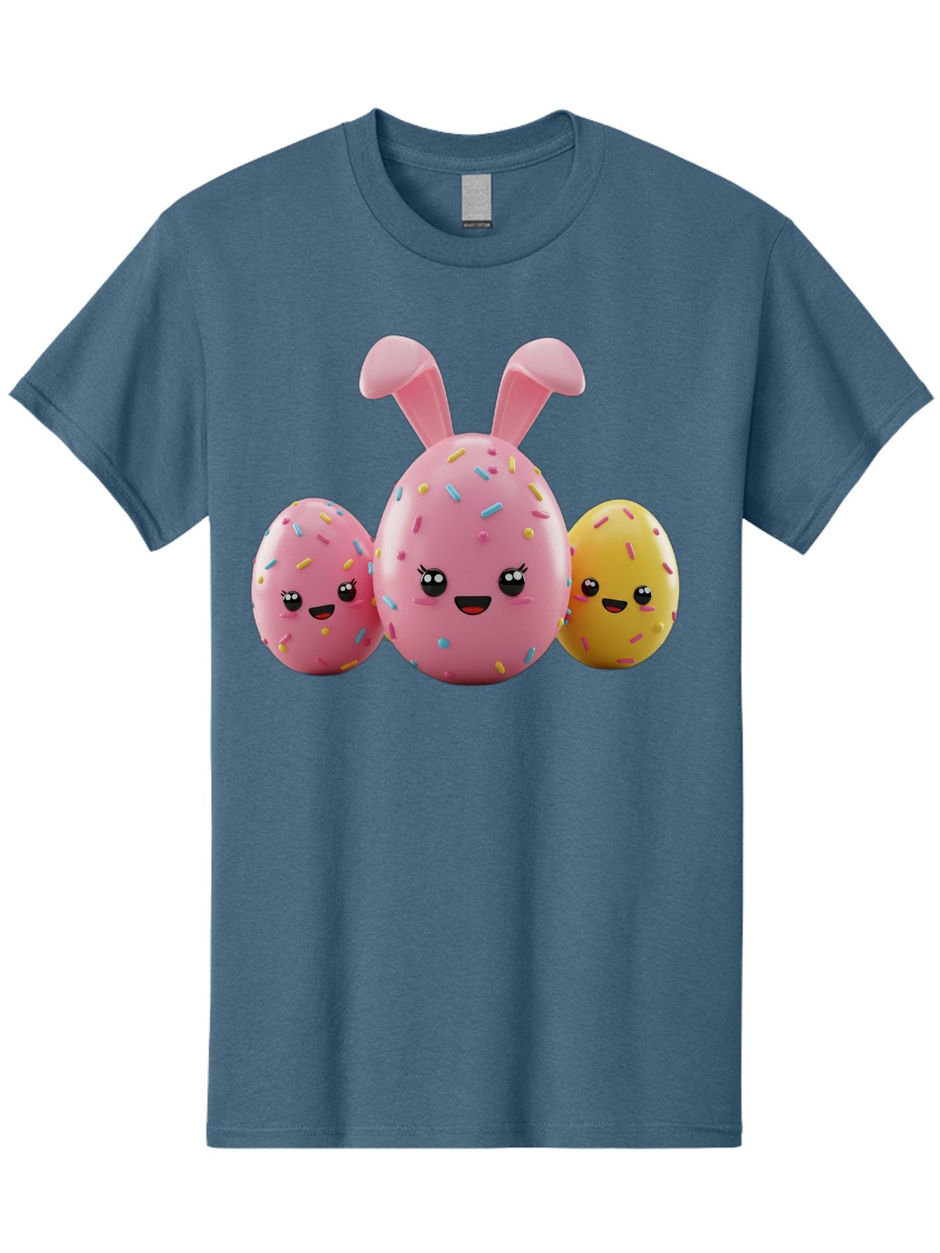 Easter-Egg-Characters Men'S Graphic Tee, 100% Cotton, Comfortable Casual Summer Wear, Machine Washable, Easter Eggs, Cartoon Characters, Smiling Faces, Sprinkles, Pastel Colors, 3D Rendering, Festive Vibe, Easter Celebration, Cute Eggs, Baa600 4