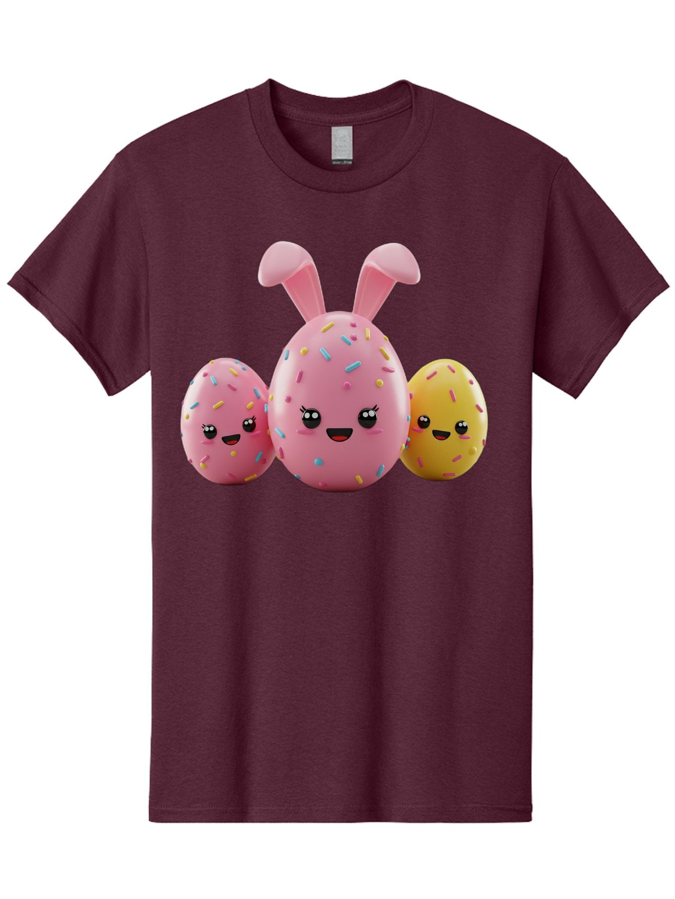 Easter-Egg-Characters Men'S Graphic Tee, 100% Cotton, Comfortable Casual Summer Wear, Machine Washable, Easter Eggs, Cartoon Characters, Smiling Faces, Sprinkles, Pastel Colors, 3D Rendering, Festive Vibe, Easter Celebration, Cute Eggs, Baa600 15