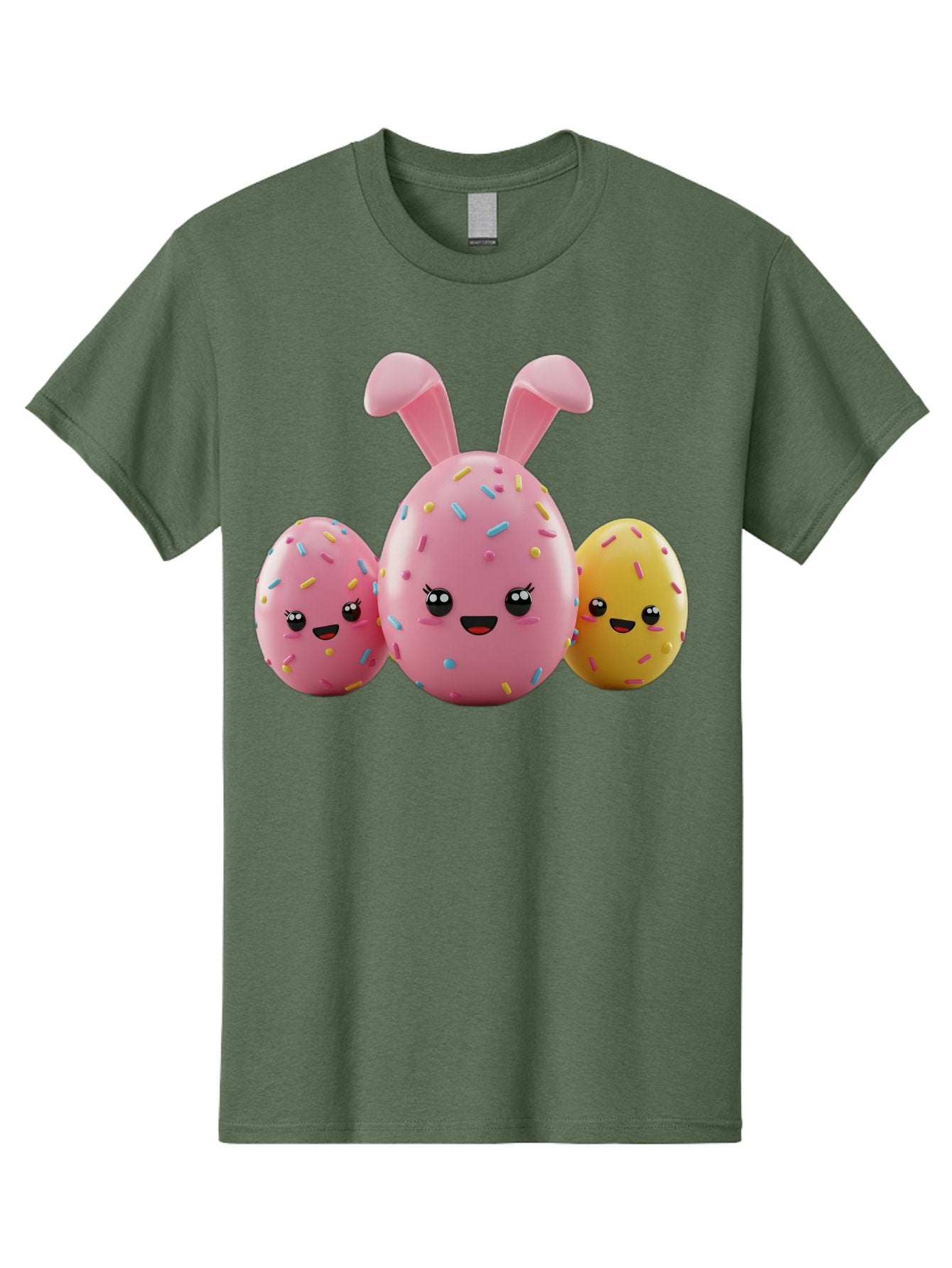 Easter-Egg-Characters Men'S Graphic Tee, 100% Cotton, Comfortable Casual Summer Wear, Machine Washable, Easter Eggs, Cartoon Characters, Smiling Faces, Sprinkles, Pastel Colors, 3D Rendering, Festive Vibe, Easter Celebration, Cute Eggs, Baa600 8