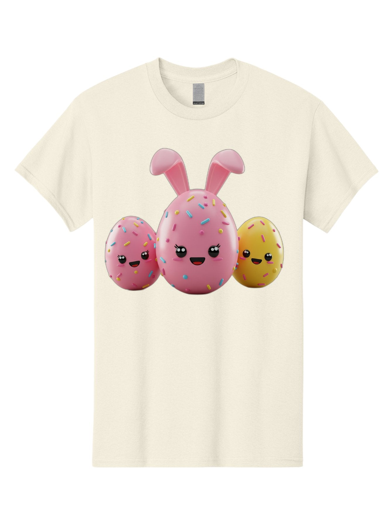 Easter-Egg-Characters Men'S Graphic Tee, 100% Cotton, Comfortable Casual Summer Wear, Machine Washable, Easter Eggs, Cartoon Characters, Smiling Faces, Sprinkles, Pastel Colors, 3D Rendering, Festive Vibe, Easter Celebration, Cute Eggs, Baa600