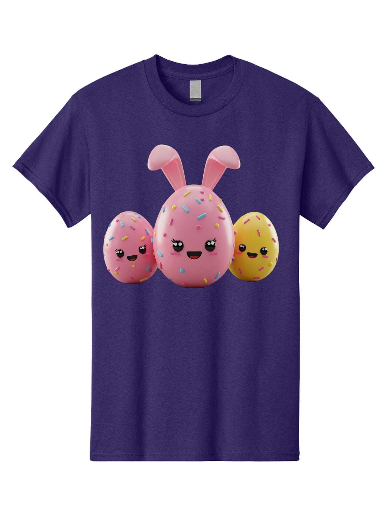 Easter-Egg-Characters Men'S Graphic Tee, 100% Cotton, Comfortable Casual Summer Wear, Machine Washable, Easter Eggs, Cartoon Characters, Smiling Faces, Sprinkles, Pastel Colors, 3D Rendering, Festive Vibe, Easter Celebration, Cute Eggs, Baa600 11