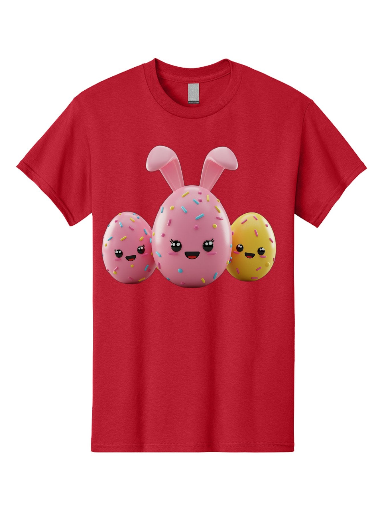 Easter-Egg-Characters Men'S Graphic Tee, 100% Cotton, Comfortable Casual Summer Wear, Machine Washable, Easter Eggs, Cartoon Characters, Smiling Faces, Sprinkles, Pastel Colors, 3D Rendering, Festive Vibe, Easter Celebration, Cute Eggs, Baa600 7
