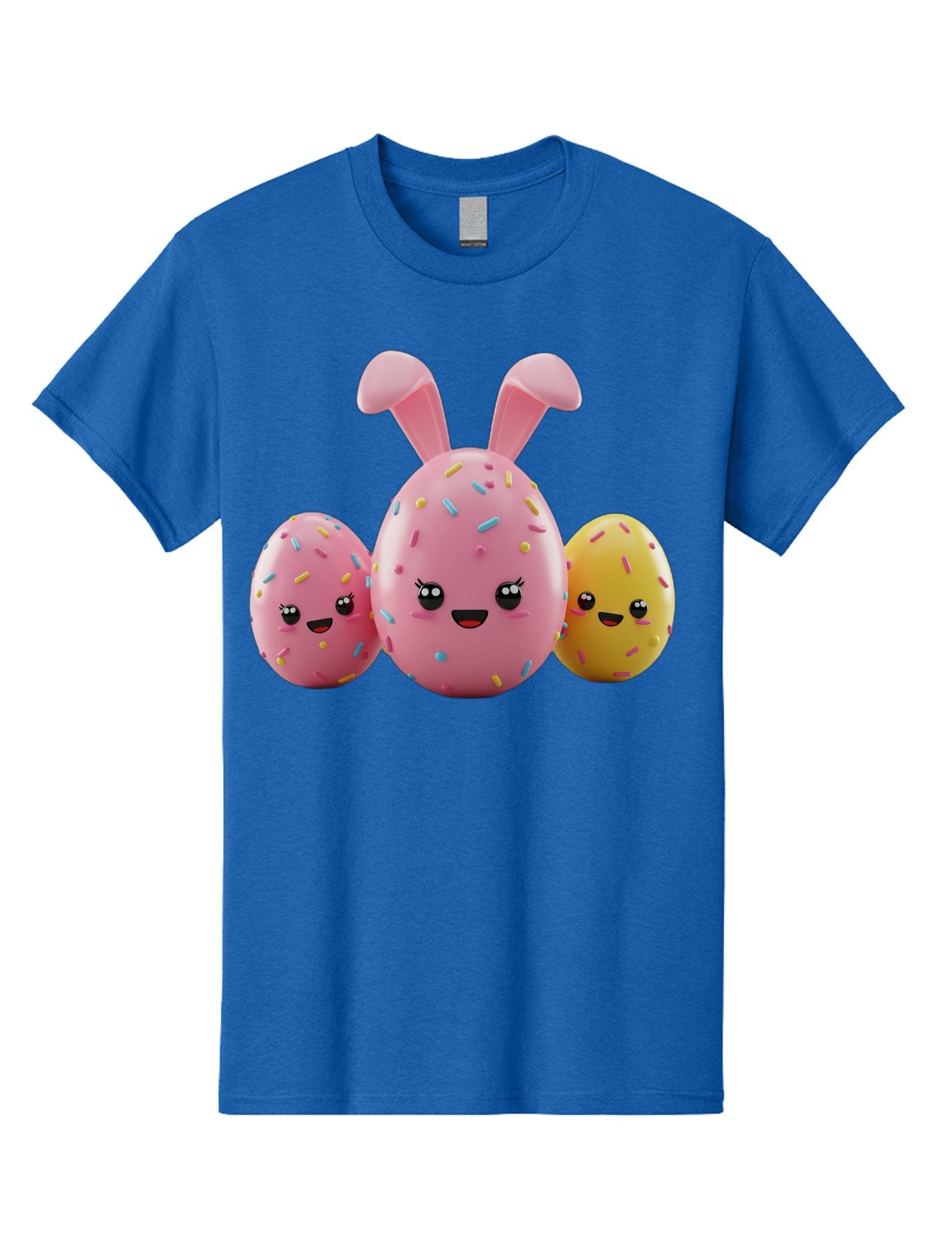 Easter-Egg-Characters Men'S Graphic Tee, 100% Cotton, Comfortable Casual Summer Wear, Machine Washable, Easter Eggs, Cartoon Characters, Smiling Faces, Sprinkles, Pastel Colors, 3D Rendering, Festive Vibe, Easter Celebration, Cute Eggs, Baa600 10
