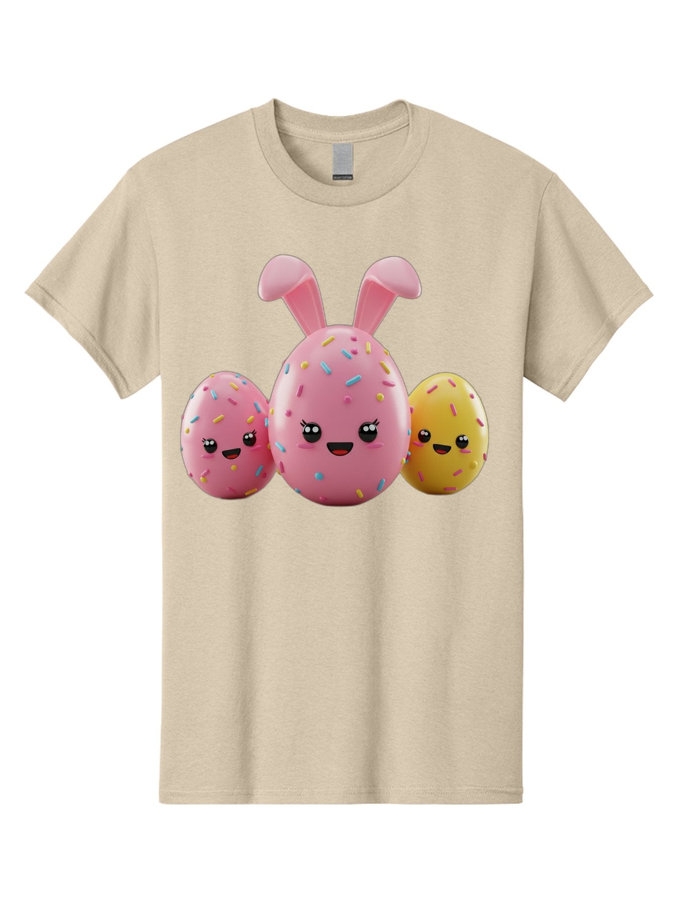Easter-Egg-Characters Men'S Graphic Tee, 100% Cotton, Comfortable Casual Summer Wear, Machine Washable, Easter Eggs, Cartoon Characters, Smiling Faces, Sprinkles, Pastel Colors, 3D Rendering, Festive Vibe, Easter Celebration, Cute Eggs, Baa600 9