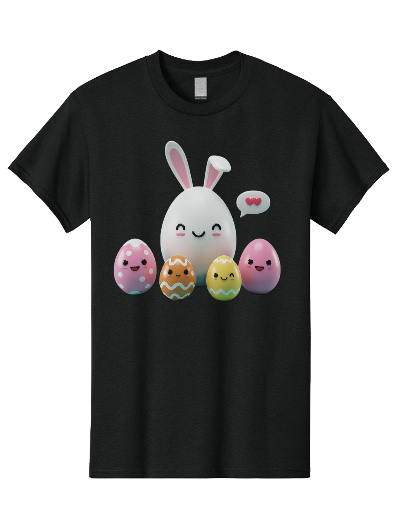 Easter-Egg-Friends Men'S Graphic Tee, 100% Cotton, Comfortable Casual Summer Wear, Machine Washable, Easter Eggs, Cartoon Eggs, Decorated Eggs, Cute Eggs, Egg Characters, Happy Easter, Pink Eggs, White Bunny, Cartoon Bunny, Easter Theme, Baa601 8