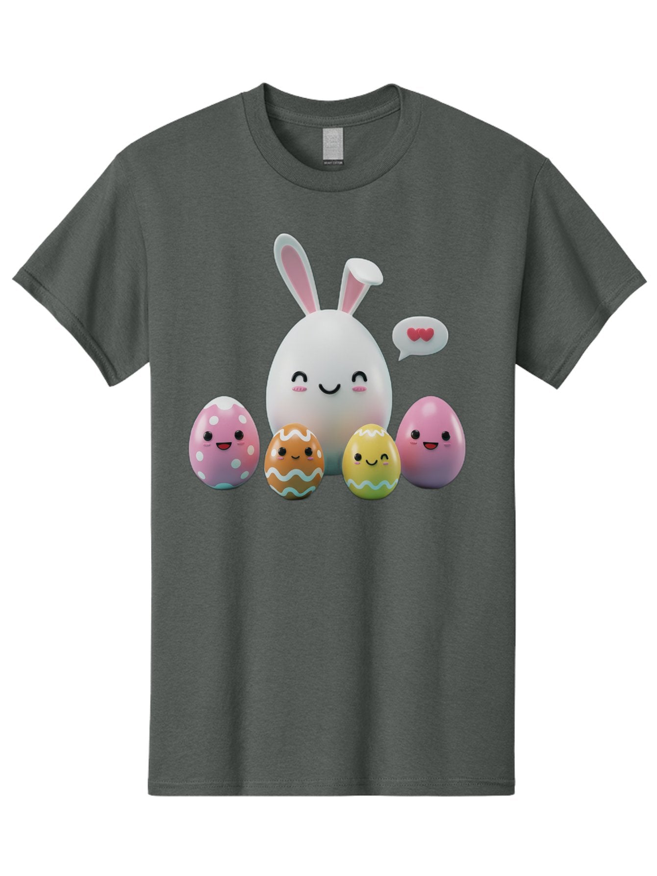 Easter-Egg-Friends Men'S Graphic Tee, 100% Cotton, Comfortable Casual Summer Wear, Machine Washable, Easter Eggs, Cartoon Eggs, Decorated Eggs, Cute Eggs, Egg Characters, Happy Easter, Pink Eggs, White Bunny, Cartoon Bunny, Easter Theme, Baa601 4