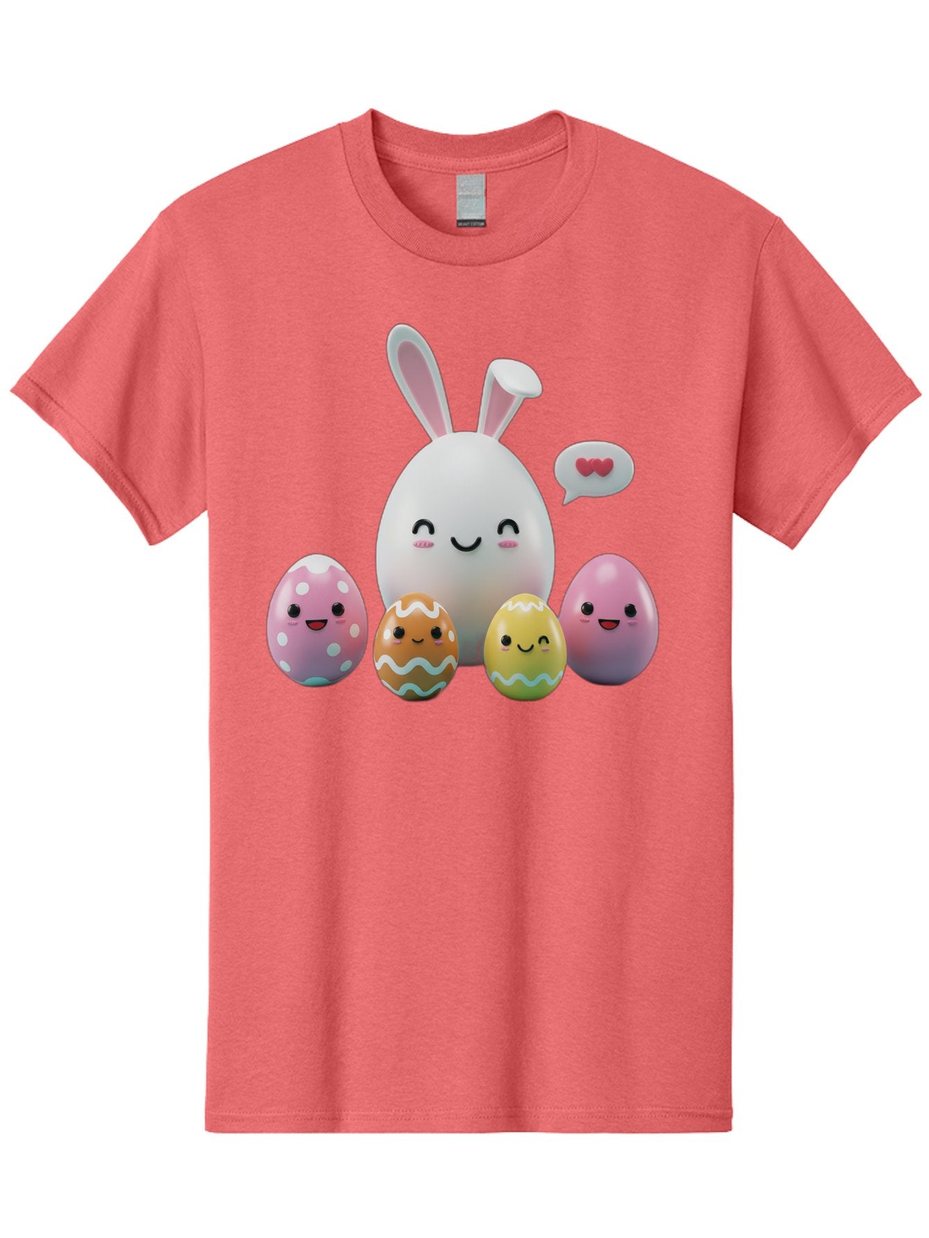Easter-Egg-Friends Men'S Graphic Tee, 100% Cotton, Comfortable Casual Summer Wear, Machine Washable, Easter Eggs, Cartoon Eggs, Decorated Eggs, Cute Eggs, Egg Characters, Happy Easter, Pink Eggs, White Bunny, Cartoon Bunny, Easter Theme, Baa601 13