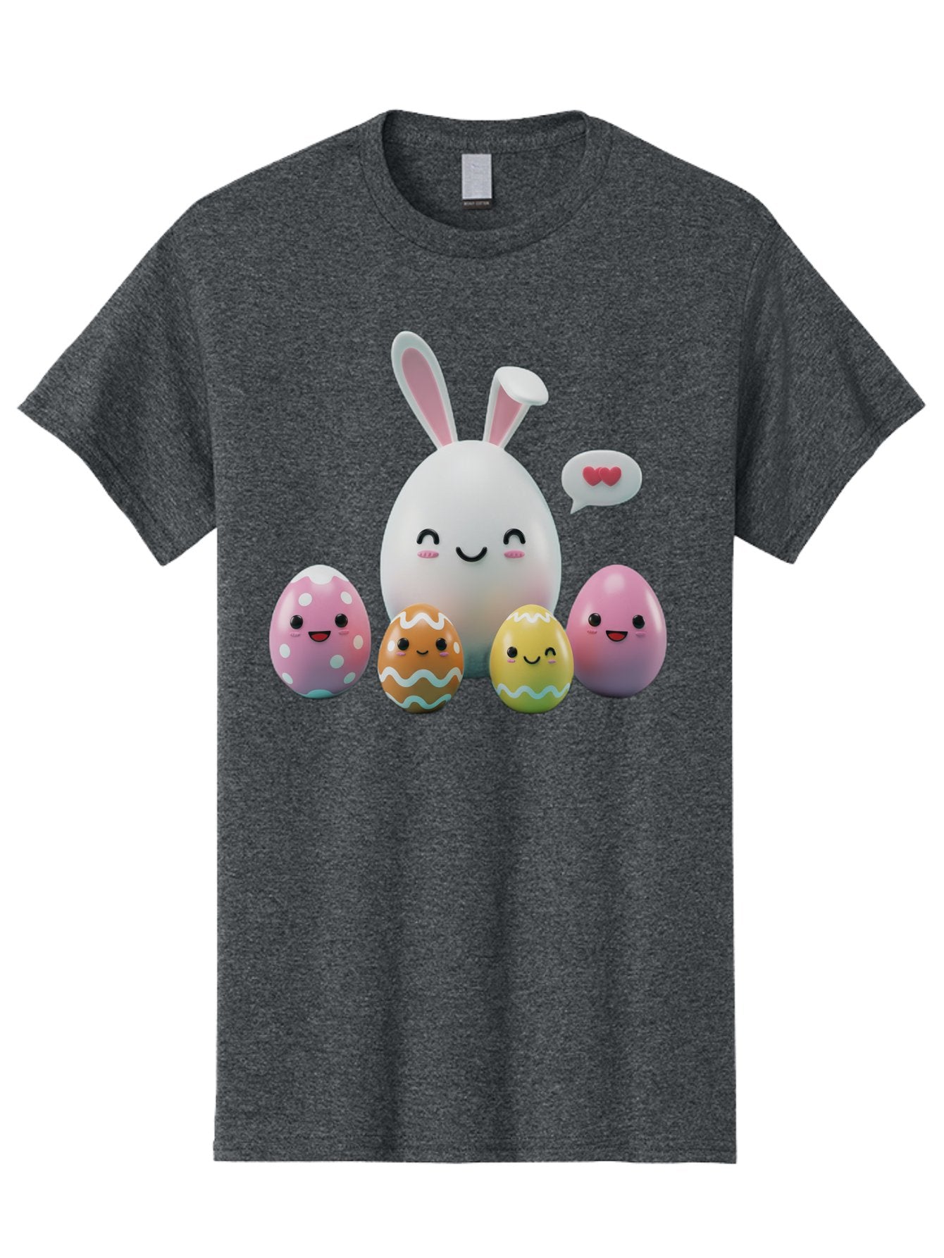 Easter-Egg-Friends Men'S Graphic Tee, 100% Cotton, Comfortable Casual Summer Wear, Machine Washable, Easter Eggs, Cartoon Eggs, Decorated Eggs, Cute Eggs, Egg Characters, Happy Easter, Pink Eggs, White Bunny, Cartoon Bunny, Easter Theme, Baa601 11