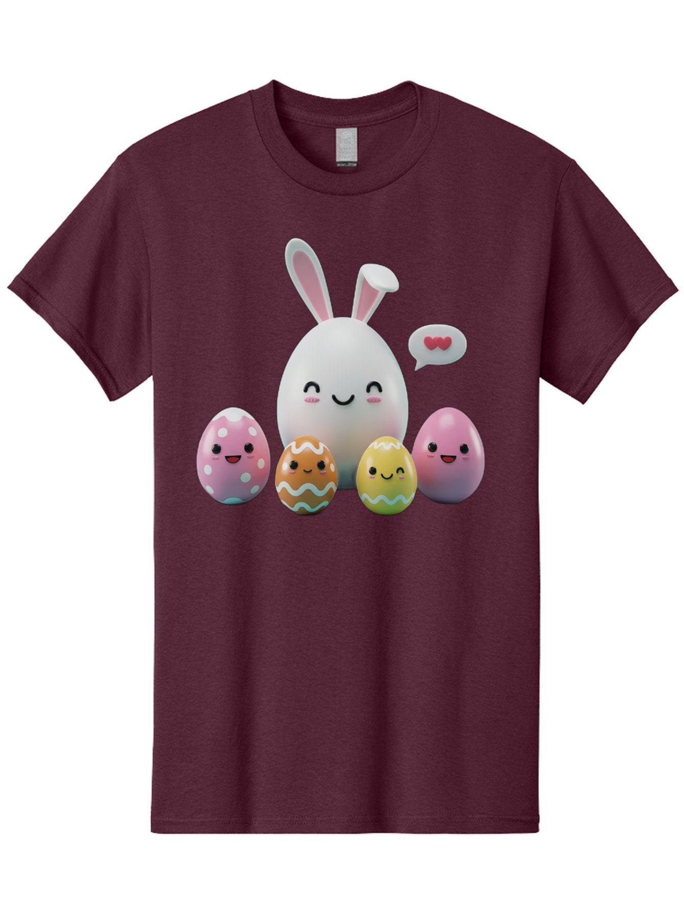 Easter-Egg-Friends Men'S Graphic Tee, 100% Cotton, Comfortable Casual Summer Wear, Machine Washable, Easter Eggs, Cartoon Eggs, Decorated Eggs, Cute Eggs, Egg Characters, Happy Easter, Pink Eggs, White Bunny, Cartoon Bunny, Easter Theme, Baa601 15