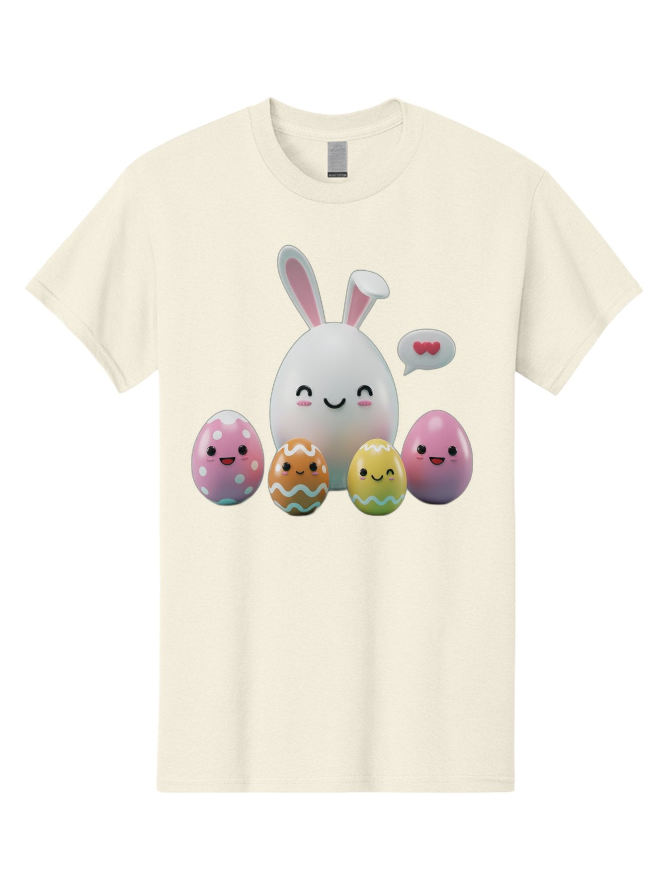 Easter-Egg-Friends Men'S Graphic Tee, 100% Cotton, Comfortable Casual Summer Wear, Machine Washable, Easter Eggs, Cartoon Eggs, Decorated Eggs, Cute Eggs, Egg Characters, Happy Easter, Pink Eggs, White Bunny, Cartoon Bunny, Easter Theme, Baa601 5