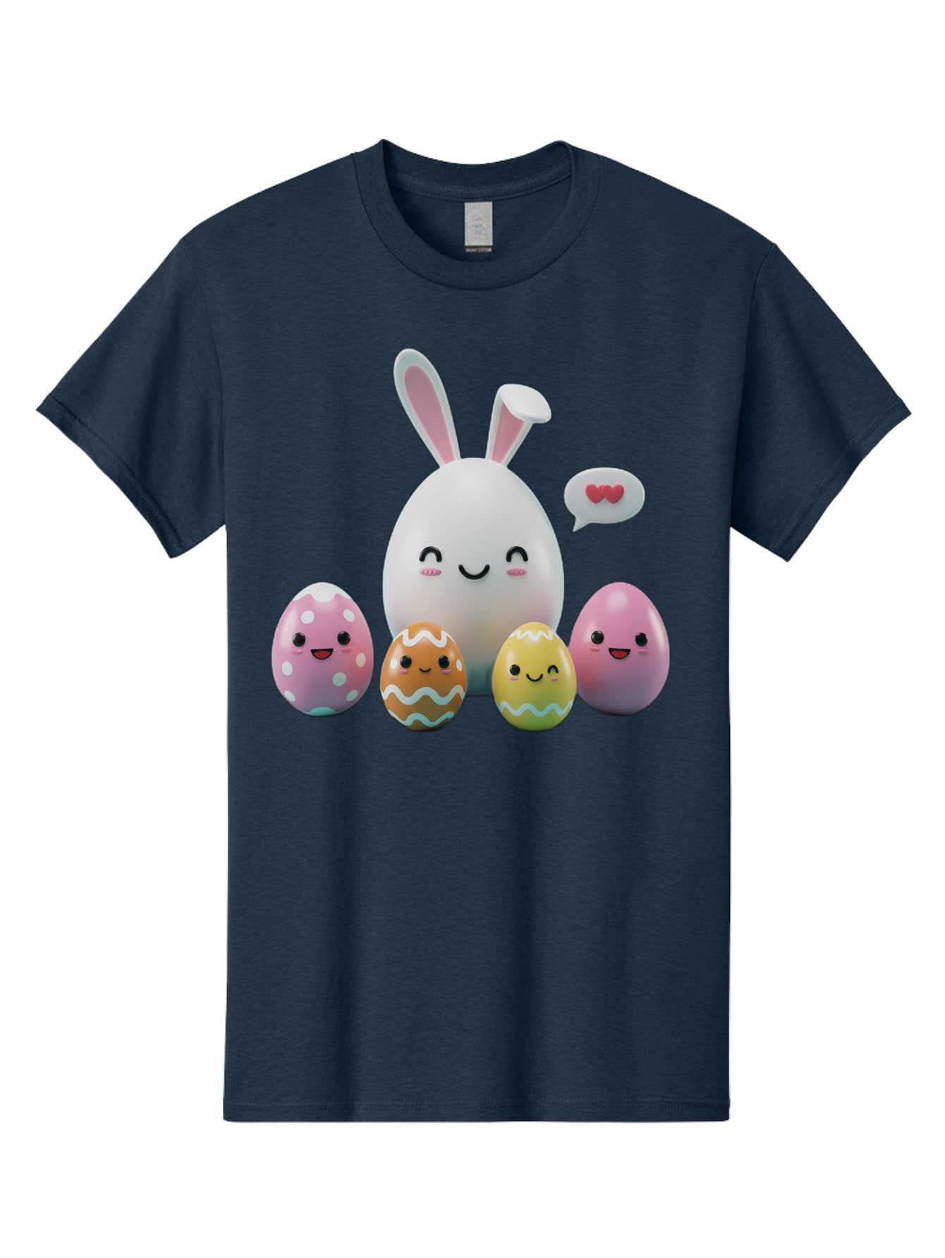 Easter-Egg-Friends Men'S Graphic Tee, 100% Cotton, Comfortable Casual Summer Wear, Machine Washable, Easter Eggs, Cartoon Eggs, Decorated Eggs, Cute Eggs, Egg Characters, Happy Easter, Pink Eggs, White Bunny, Cartoon Bunny, Easter Theme, Baa601