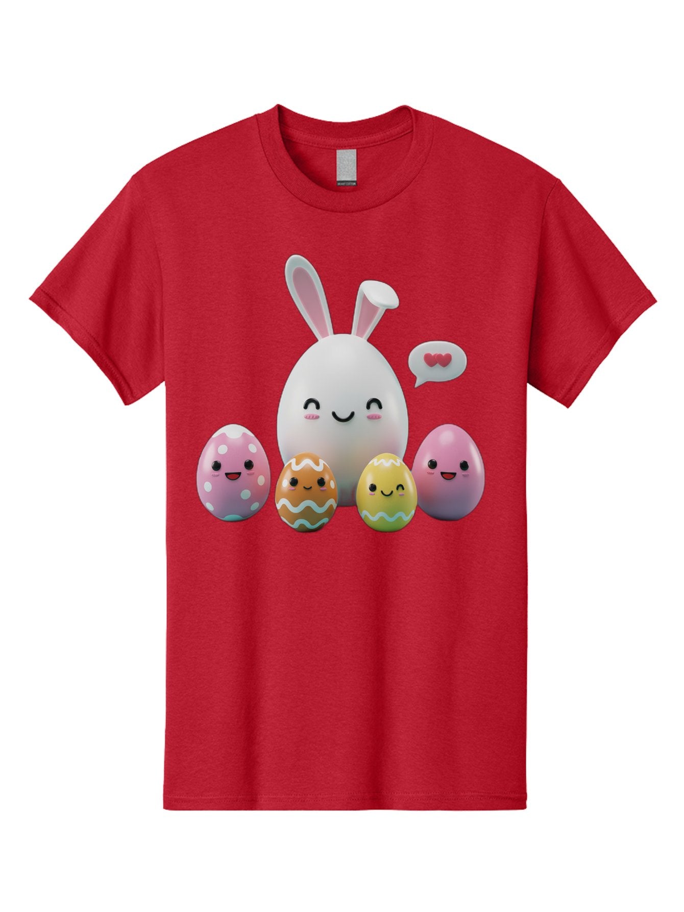 Easter-Egg-Friends Men'S Graphic Tee, 100% Cotton, Comfortable Casual Summer Wear, Machine Washable, Easter Eggs, Cartoon Eggs, Decorated Eggs, Cute Eggs, Egg Characters, Happy Easter, Pink Eggs, White Bunny, Cartoon Bunny, Easter Theme, Baa601