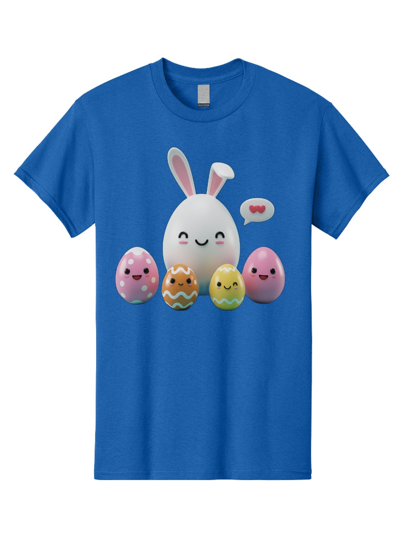Easter-Egg-Friends Men'S Graphic Tee, 100% Cotton, Comfortable Casual Summer Wear, Machine Washable, Easter Eggs, Cartoon Eggs, Decorated Eggs, Cute Eggs, Egg Characters, Happy Easter, Pink Eggs, White Bunny, Cartoon Bunny, Easter Theme, Baa601 3