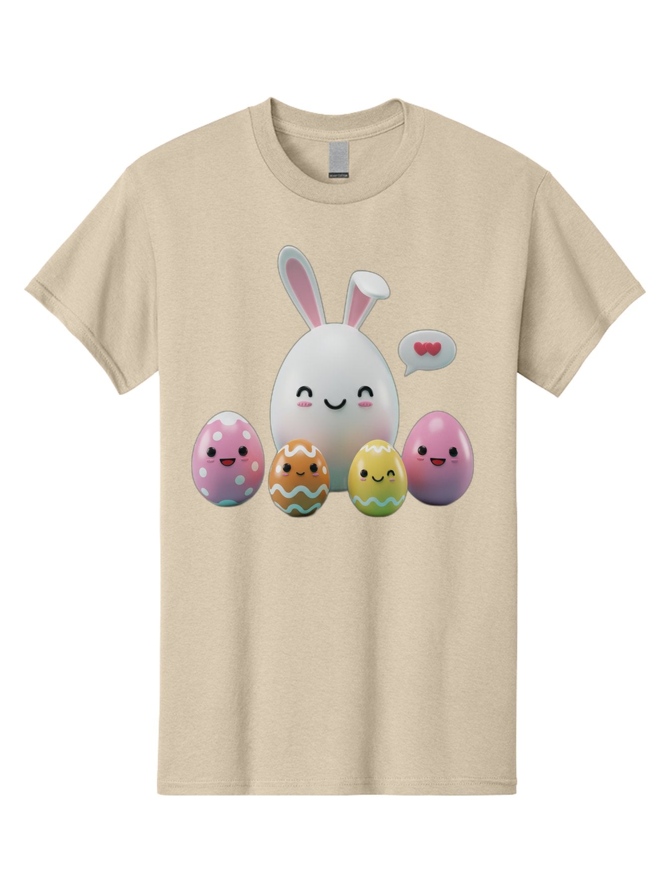 Easter-Egg-Friends Men'S Graphic Tee, 100% Cotton, Comfortable Casual Summer Wear, Machine Washable, Easter Eggs, Cartoon Eggs, Decorated Eggs, Cute Eggs, Egg Characters, Happy Easter, Pink Eggs, White Bunny, Cartoon Bunny, Easter Theme, Baa601 12