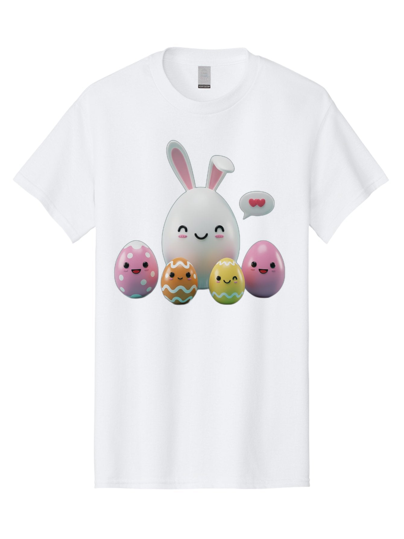 Easter-Egg-Friends Men'S Graphic Tee, 100% Cotton, Comfortable Casual Summer Wear, Machine Washable, Easter Eggs, Cartoon Eggs, Decorated Eggs, Cute Eggs, Egg Characters, Happy Easter, Pink Eggs, White Bunny, Cartoon Bunny, Easter Theme, Baa601 10