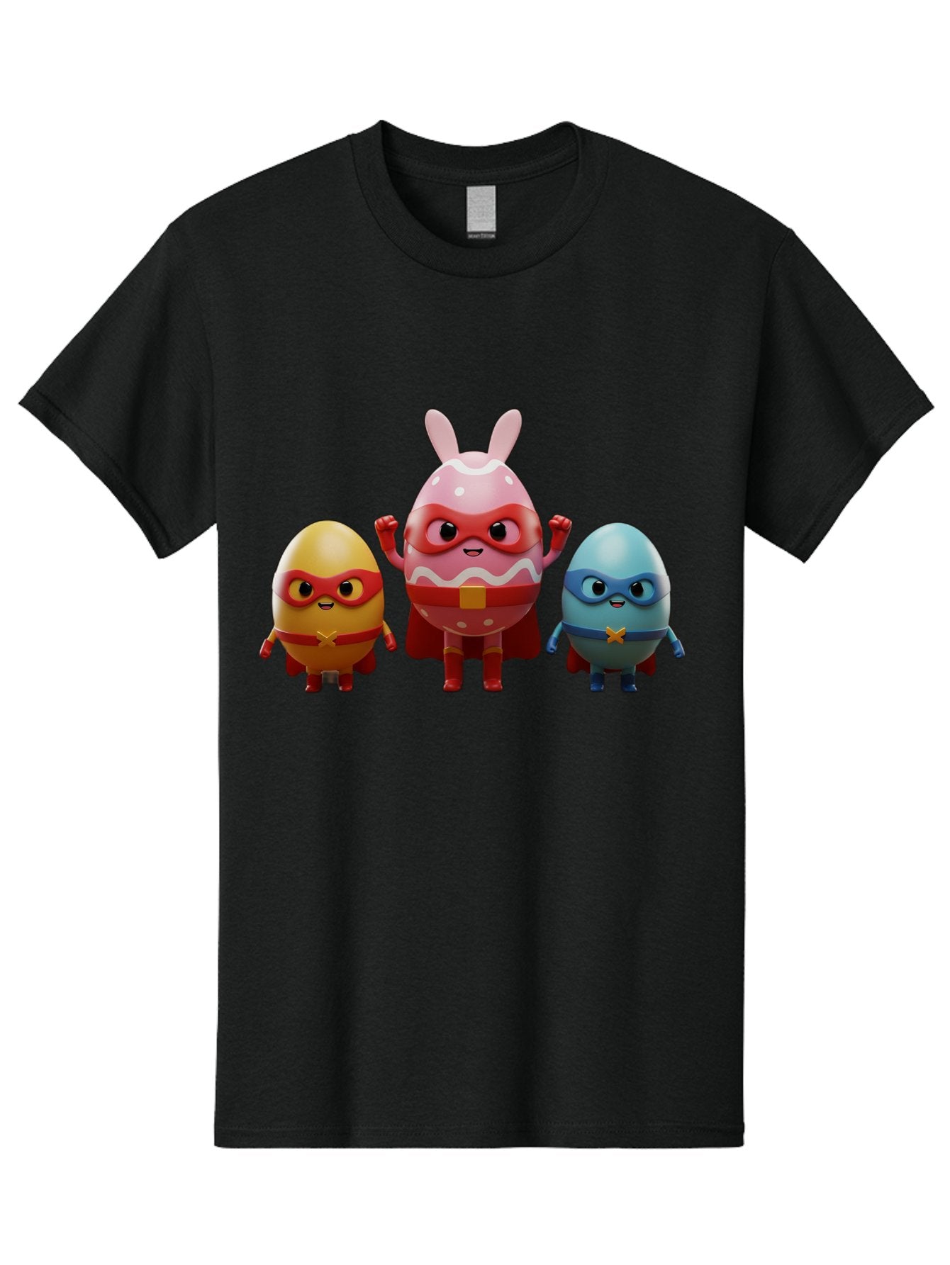 Easter-Egg-Heroes Men'S Graphic Tee, 100% Cotton, Comfortable Casual Summer Wear, Machine Washable, Cartoon Eggs, Superhero Eggs, Easter Eggs, Egg Characters, Superhero Costumes, Colorful Eggs, Fun Characters, Egg Mascots, Dynamic Duo, Baa602 12