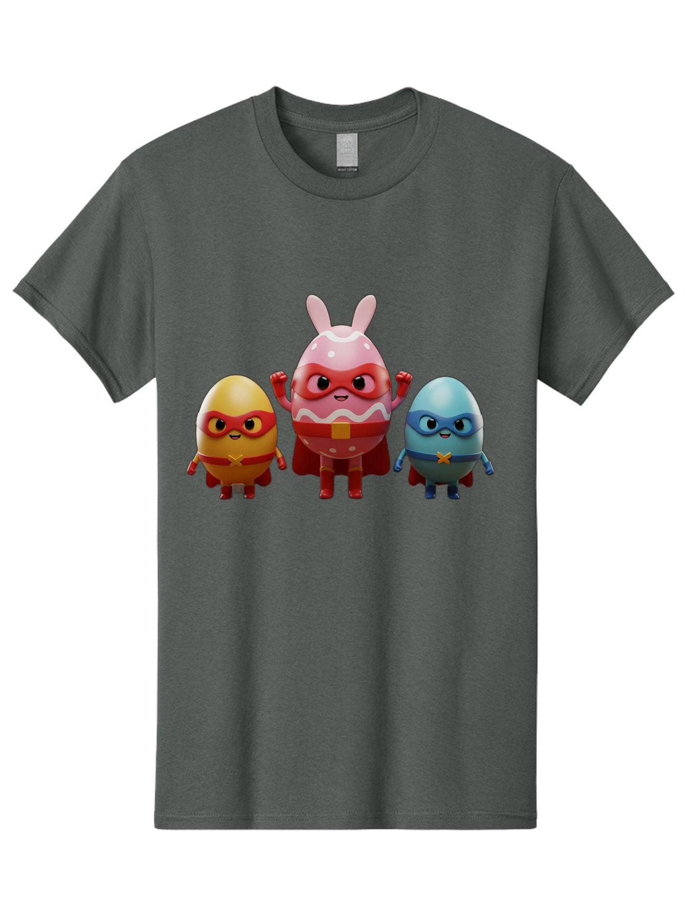 Easter-Egg-Heroes Men'S Graphic Tee, 100% Cotton, Comfortable Casual Summer Wear, Machine Washable, Cartoon Eggs, Superhero Eggs, Easter Eggs, Egg Characters, Superhero Costumes, Colorful Eggs, Fun Characters, Egg Mascots, Dynamic Duo, Baa602 4