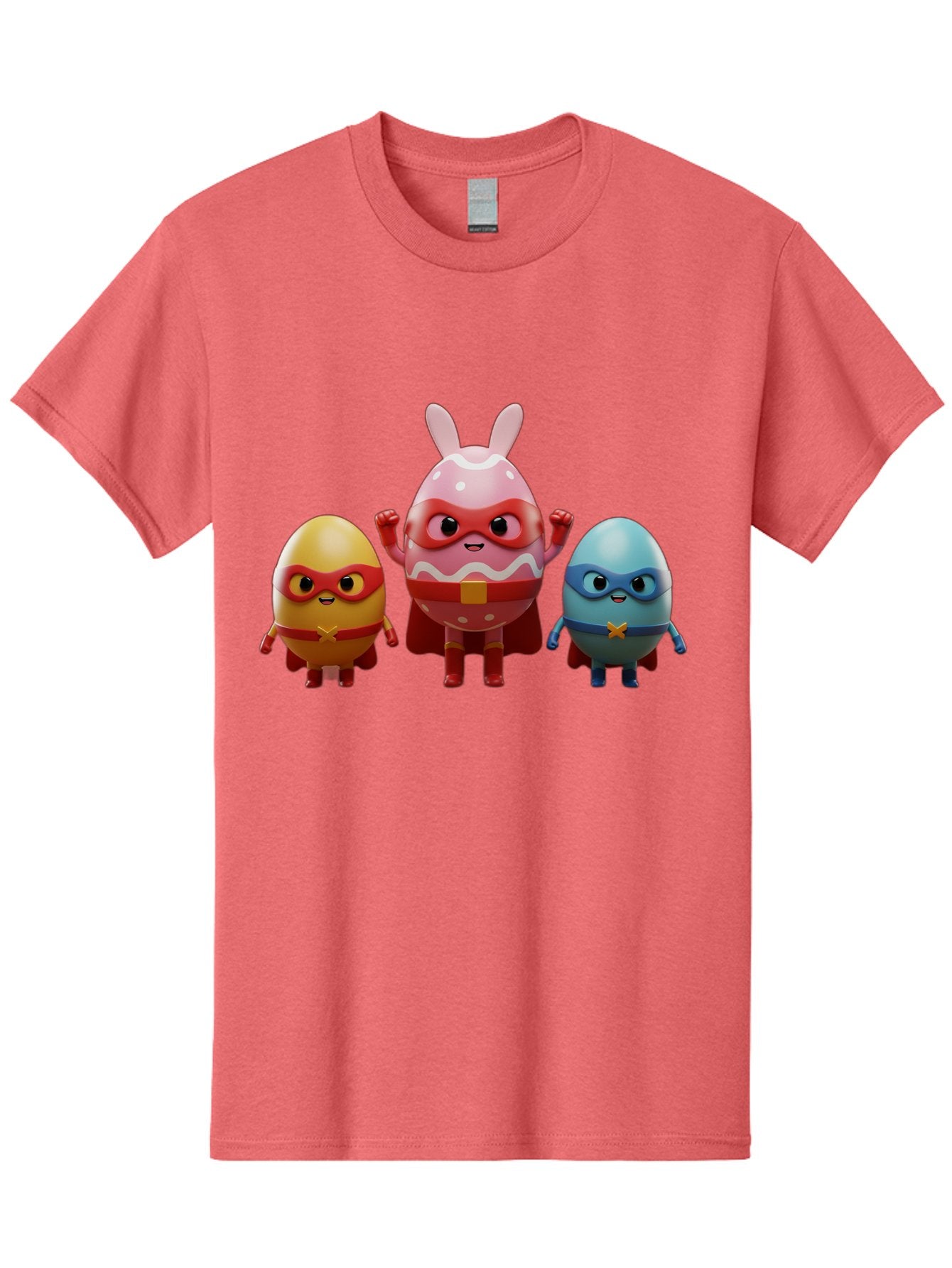Easter-Egg-Heroes Men'S Graphic Tee, 100% Cotton, Comfortable Casual Summer Wear, Machine Washable, Cartoon Eggs, Superhero Eggs, Easter Eggs, Egg Characters, Superhero Costumes, Colorful Eggs, Fun Characters, Egg Mascots, Dynamic Duo, Baa602 3