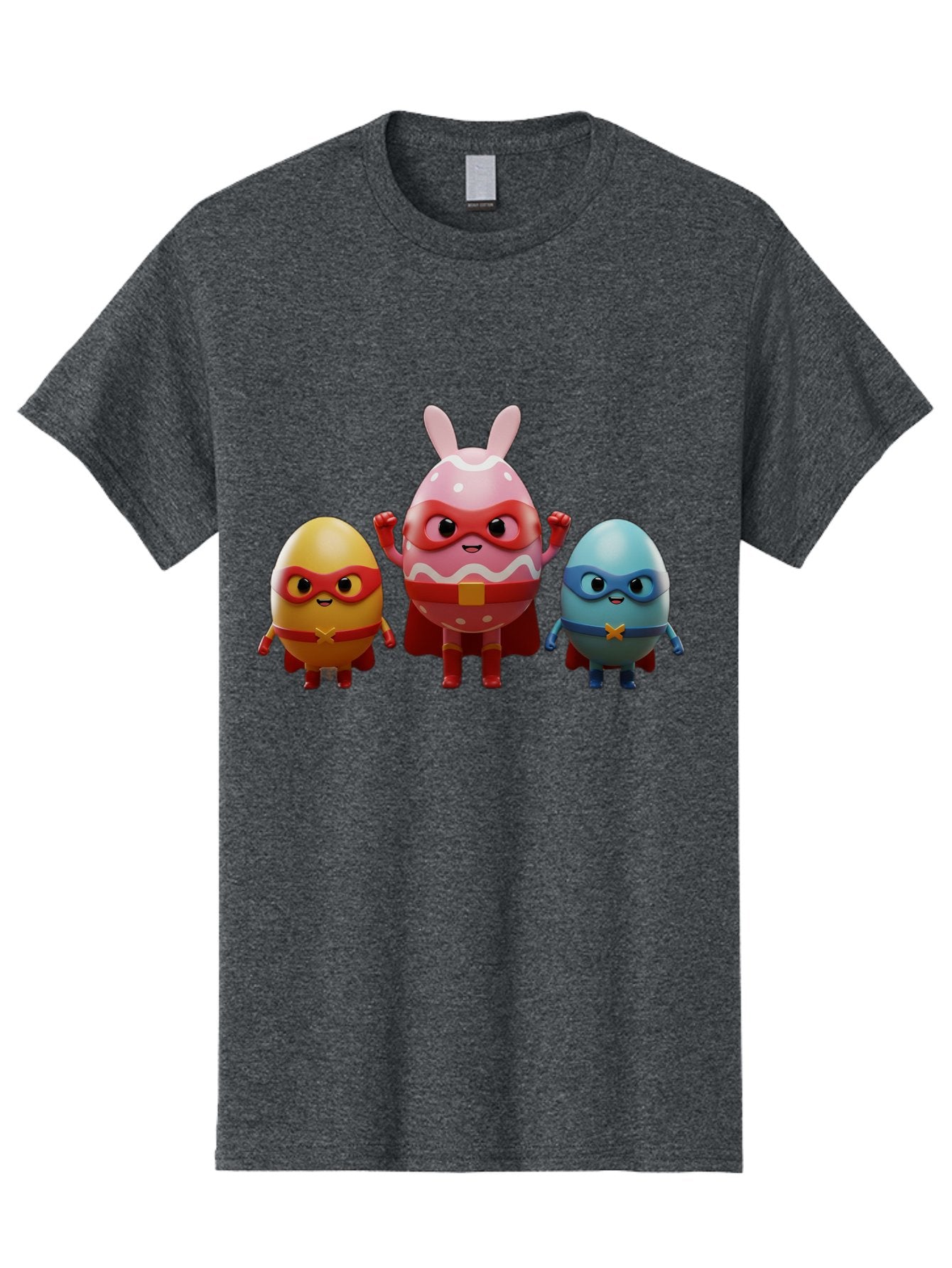 Easter-Egg-Heroes Men'S Graphic Tee, 100% Cotton, Comfortable Casual Summer Wear, Machine Washable, Cartoon Eggs, Superhero Eggs, Easter Eggs, Egg Characters, Superhero Costumes, Colorful Eggs, Fun Characters, Egg Mascots, Dynamic Duo, Baa602 5