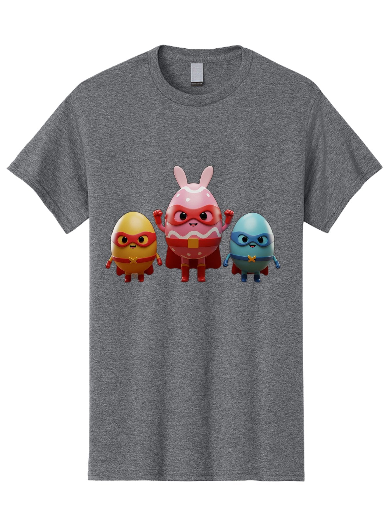 Easter-Egg-Heroes Men'S Graphic Tee, 100% Cotton, Comfortable Casual Summer Wear, Machine Washable, Cartoon Eggs, Superhero Eggs, Easter Eggs, Egg Characters, Superhero Costumes, Colorful Eggs, Fun Characters, Egg Mascots, Dynamic Duo, Baa602 7