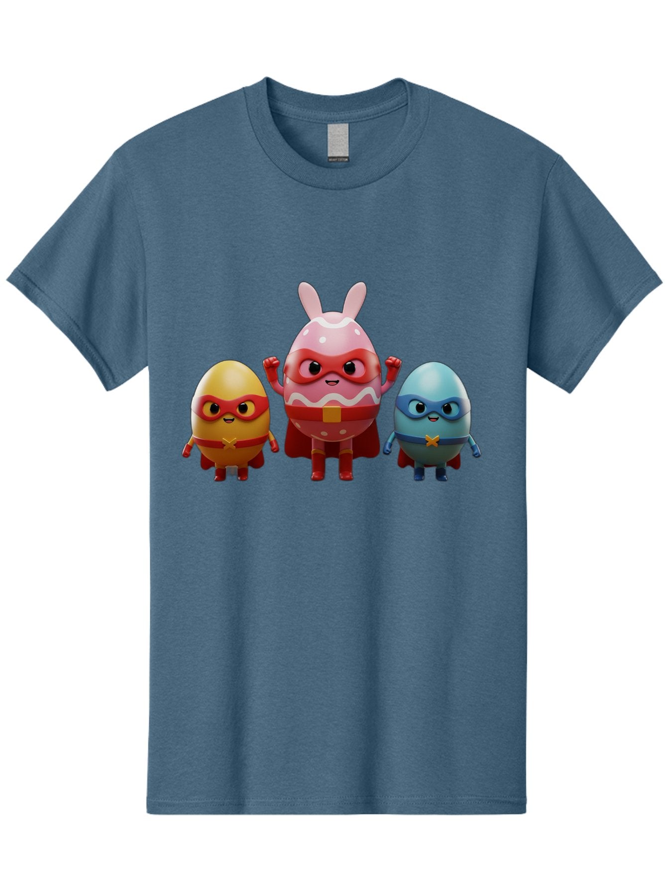 Easter-Egg-Heroes Men'S Graphic Tee, 100% Cotton, Comfortable Casual Summer Wear, Machine Washable, Cartoon Eggs, Superhero Eggs, Easter Eggs, Egg Characters, Superhero Costumes, Colorful Eggs, Fun Characters, Egg Mascots, Dynamic Duo, Baa602 8
