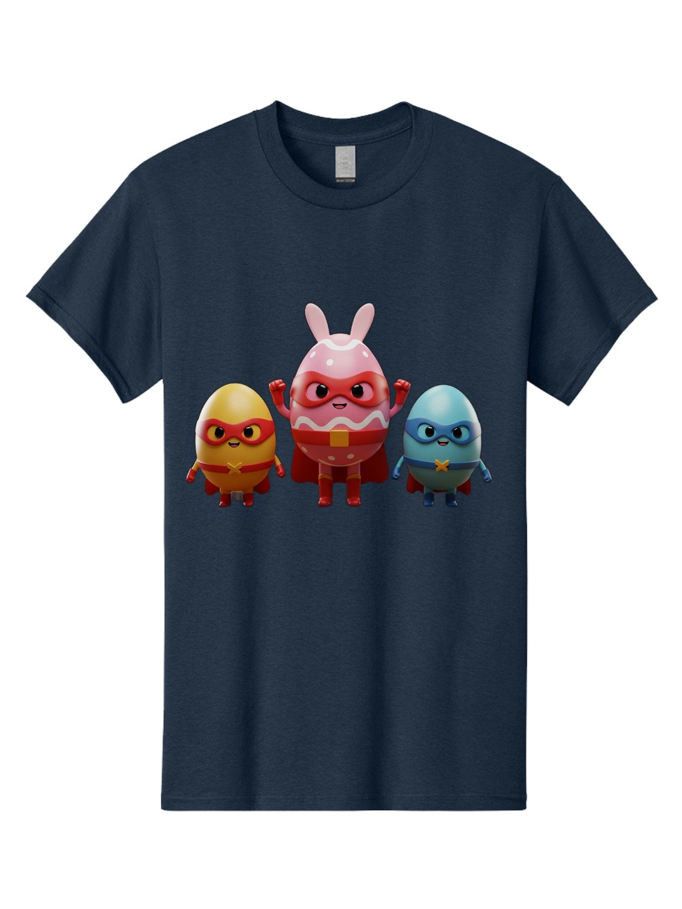 Easter-Egg-Heroes Men'S Graphic Tee, 100% Cotton, Comfortable Casual Summer Wear, Machine Washable, Cartoon Eggs, Superhero Eggs, Easter Eggs, Egg Characters, Superhero Costumes, Colorful Eggs, Fun Characters, Egg Mascots, Dynamic Duo, Baa602