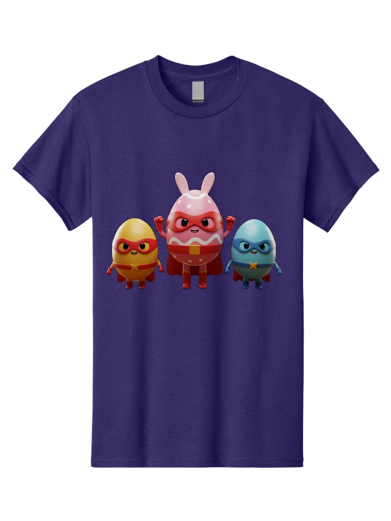 Easter-Egg-Heroes Men'S Graphic Tee, 100% Cotton, Comfortable Casual Summer Wear, Machine Washable, Cartoon Eggs, Superhero Eggs, Easter Eggs, Egg Characters, Superhero Costumes, Colorful Eggs, Fun Characters, Egg Mascots, Dynamic Duo, Baa602 15