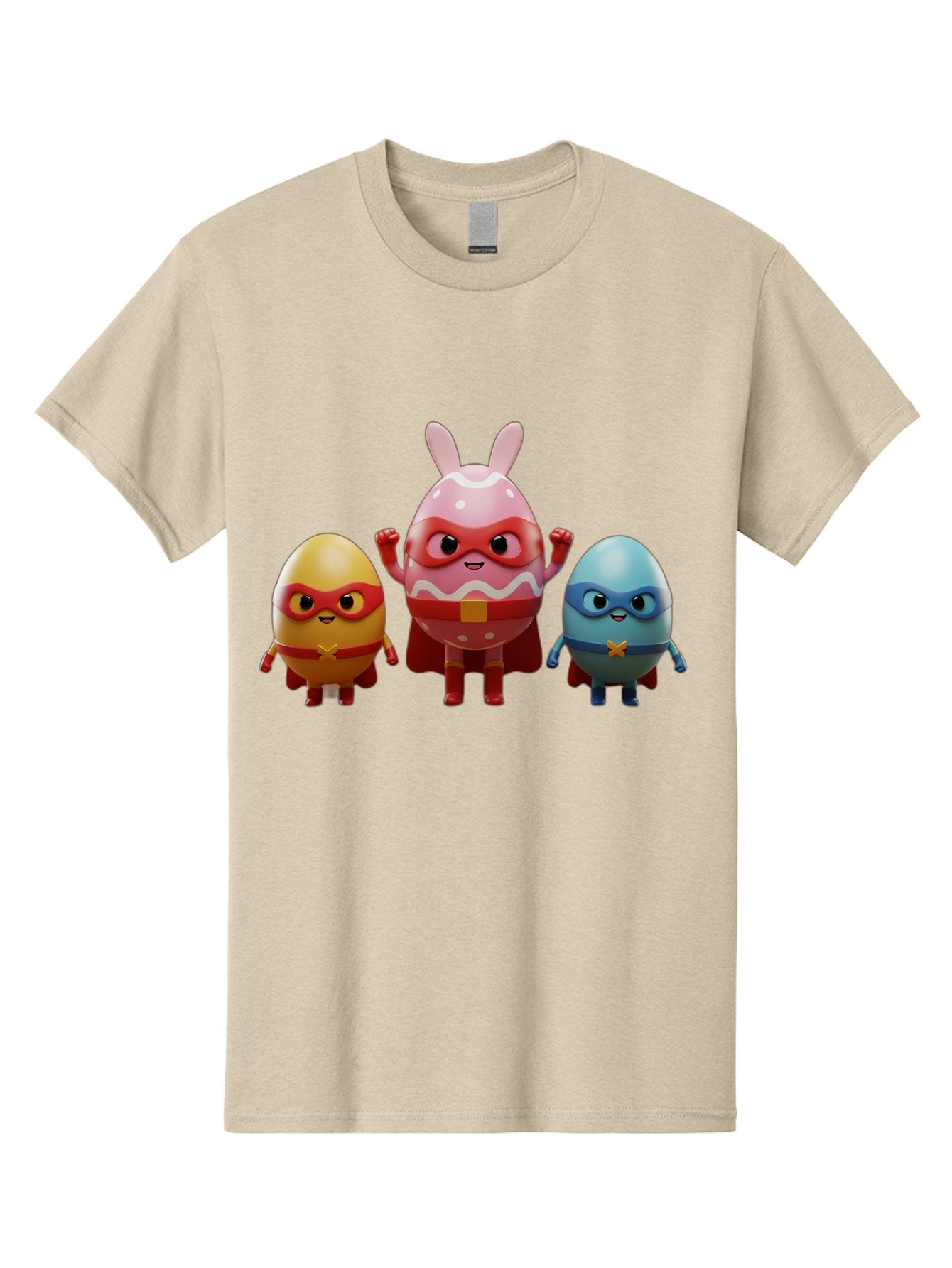 Easter-Egg-Heroes Men'S Graphic Tee, 100% Cotton, Comfortable Casual Summer Wear, Machine Washable, Cartoon Eggs, Superhero Eggs, Easter Eggs, Egg Characters, Superhero Costumes, Colorful Eggs, Fun Characters, Egg Mascots, Dynamic Duo, Baa602 13