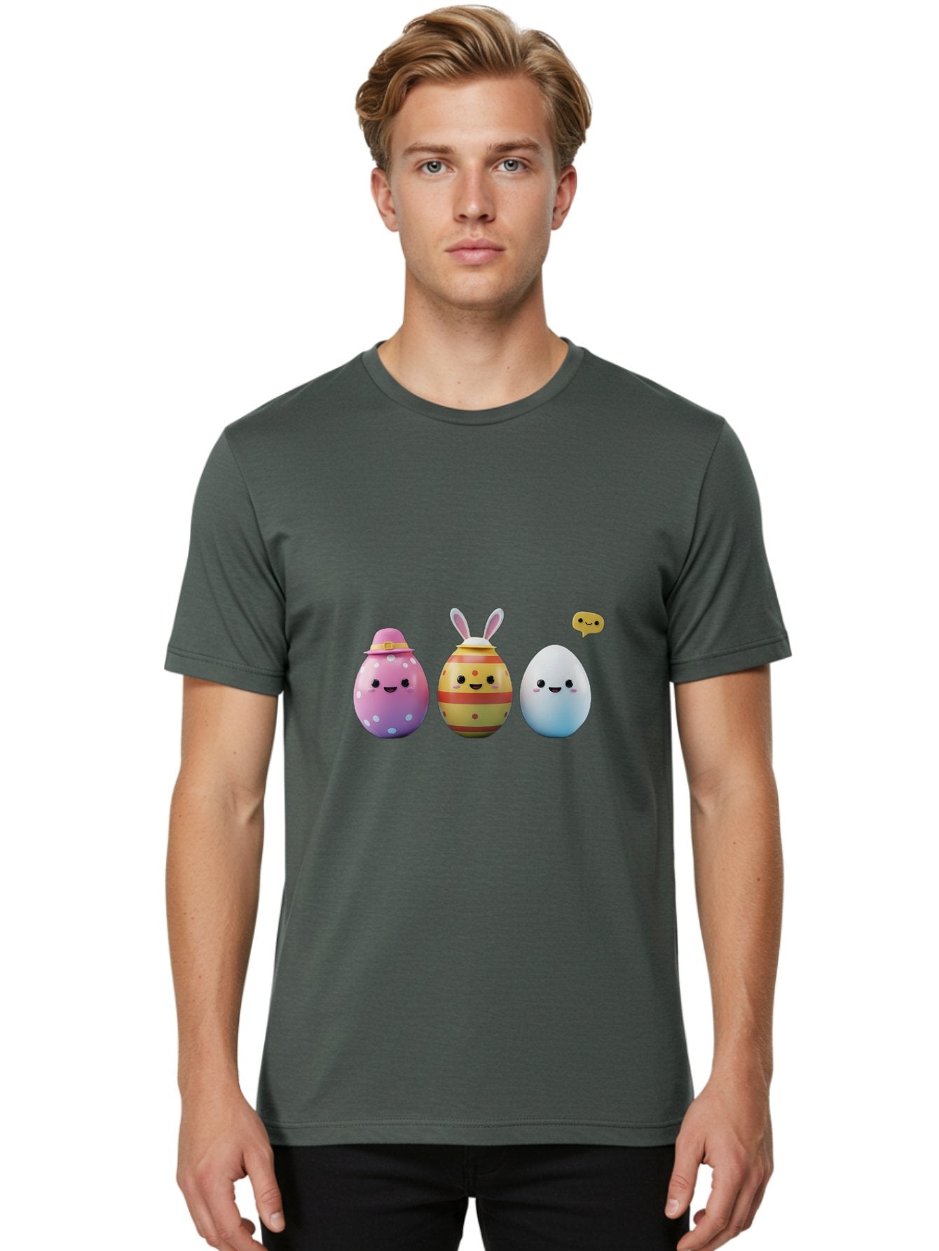Easter-Eggs-1 Men'S Graphic Tee, 100% Cotton, Comfortable Casual Summer Wear, Machine Washable, Cartoon Easter Eggs, Colorful Eggs, Easter Egg Hunt, Spring Celebration, Adorable Characters, Cute Designs, Easter Egg Characters, Pastel Colors, Baa603 21