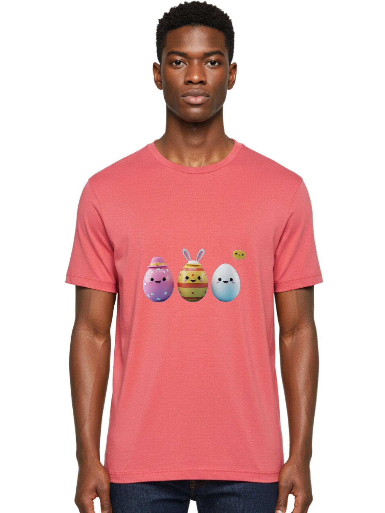 Easter-Eggs-1 Men'S Graphic Tee, 100% Cotton, Comfortable Casual Summer Wear, Machine Washable, Cartoon Easter Eggs, Colorful Eggs, Easter Egg Hunt, Spring Celebration, Adorable Characters, Cute Designs, Easter Egg Characters, Pastel Colors, Baa603 23