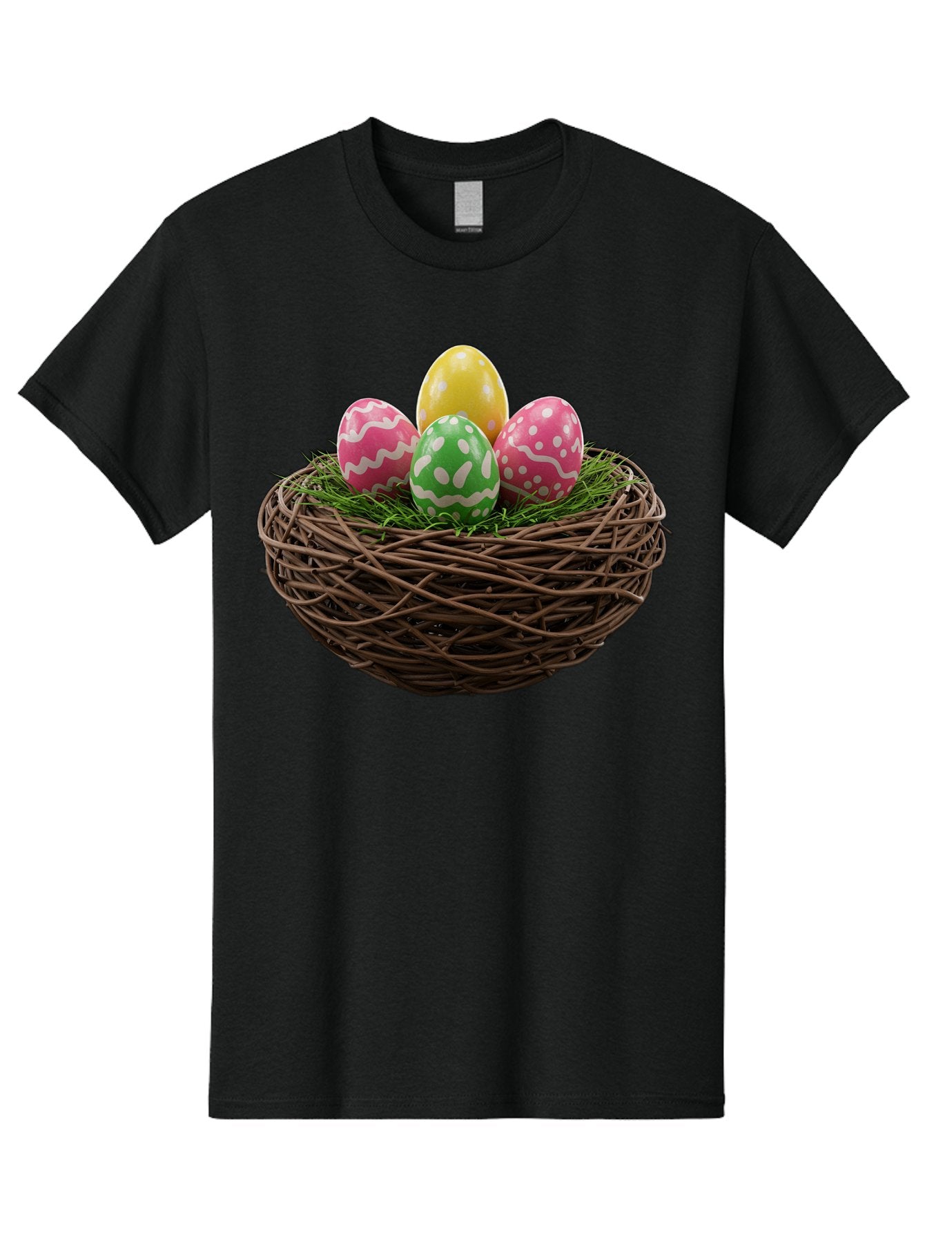 Easter-Eggs-10 Men'S Graphic Tee, 100% Cotton, Comfortable Casual Summer Wear, Machine Washable, Easter Eggs, Decorated Eggs, Wicker Nest, Springtime Decor, Holiday Celebration, Festive Colors, Pink, Green, And Yellow Eggs, Easter Tradition, Baa604 13