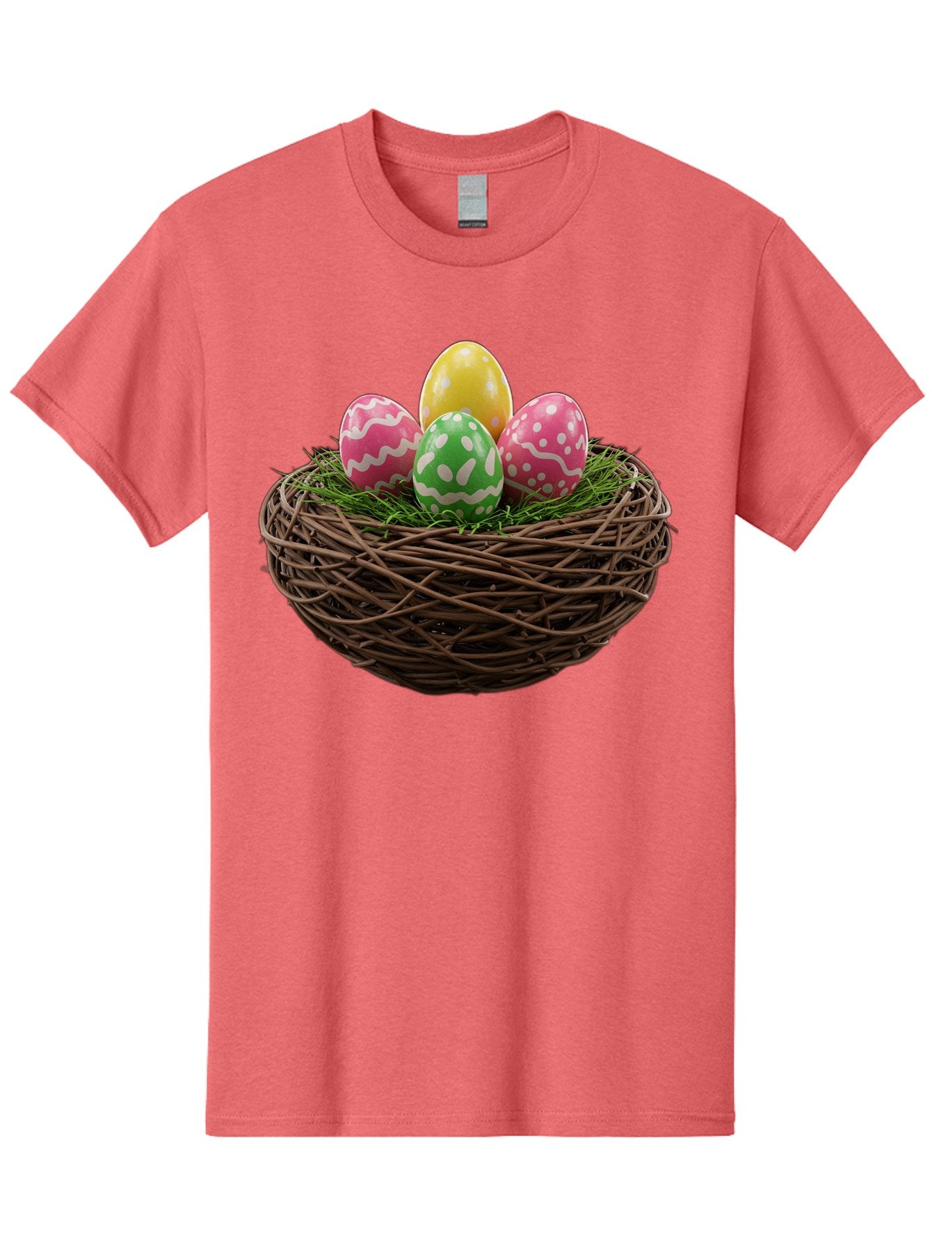 Easter-Eggs-10 Men'S Graphic Tee, 100% Cotton, Comfortable Casual Summer Wear, Machine Washable, Easter Eggs, Decorated Eggs, Wicker Nest, Springtime Decor, Holiday Celebration, Festive Colors, Pink, Green, And Yellow Eggs, Easter Tradition, Baa604 6