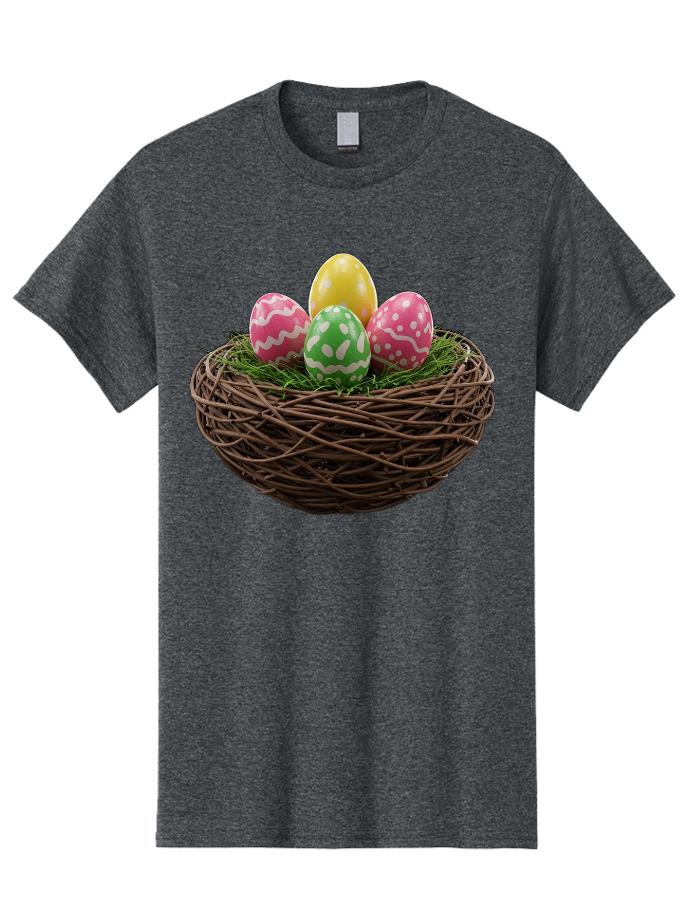 Easter-Eggs-10 Men'S Graphic Tee, 100% Cotton, Comfortable Casual Summer Wear, Machine Washable, Easter Eggs, Decorated Eggs, Wicker Nest, Springtime Decor, Holiday Celebration, Festive Colors, Pink, Green, And Yellow Eggs, Easter Tradition, Baa604 12