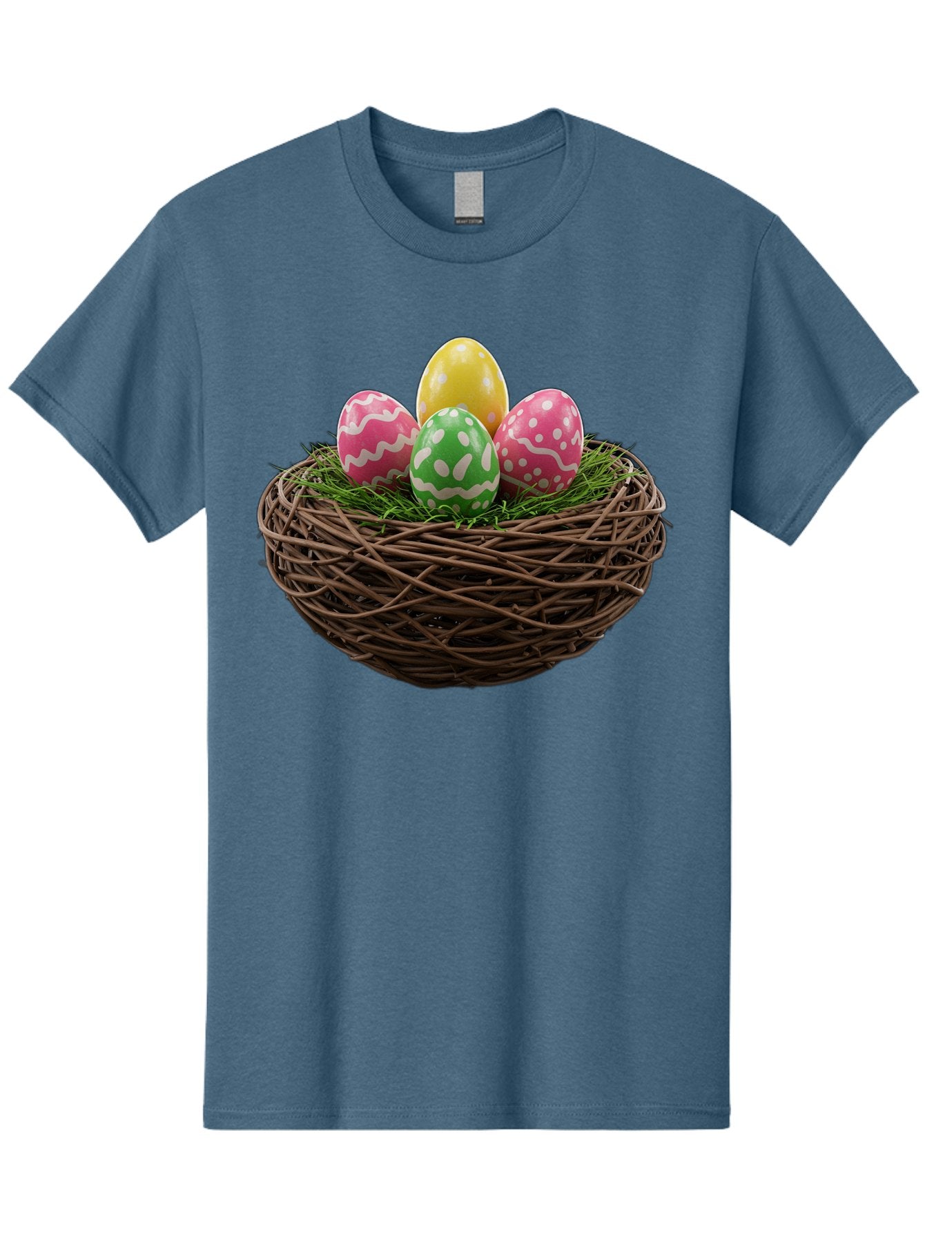 Easter-Eggs-10 Men'S Graphic Tee, 100% Cotton, Comfortable Casual Summer Wear, Machine Washable, Easter Eggs, Decorated Eggs, Wicker Nest, Springtime Decor, Holiday Celebration, Festive Colors, Pink, Green, And Yellow Eggs, Easter Tradition, Baa604 10
