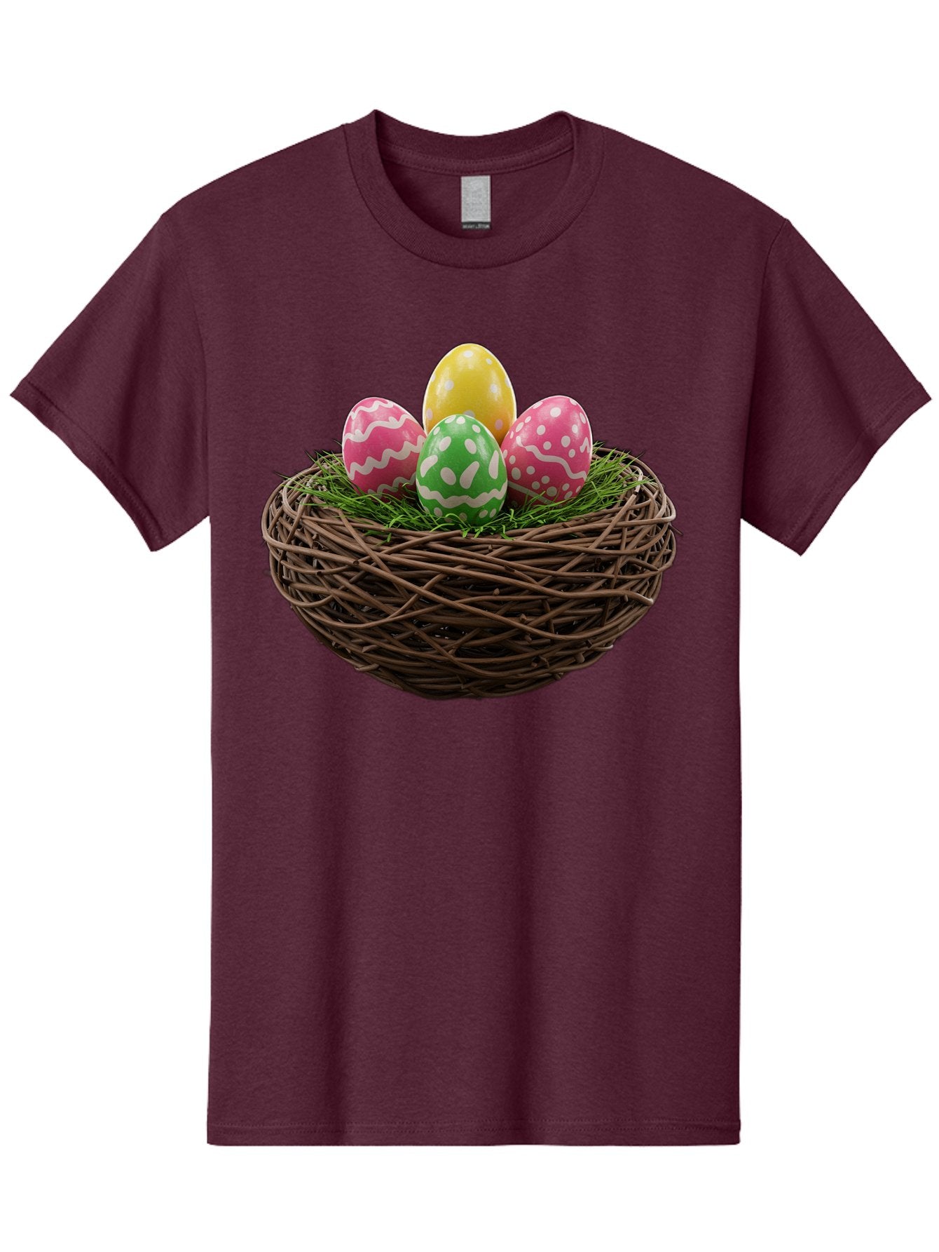 Easter-Eggs-10 Men'S Graphic Tee, 100% Cotton, Comfortable Casual Summer Wear, Machine Washable, Easter Eggs, Decorated Eggs, Wicker Nest, Springtime Decor, Holiday Celebration, Festive Colors, Pink, Green, And Yellow Eggs, Easter Tradition, Baa604 5