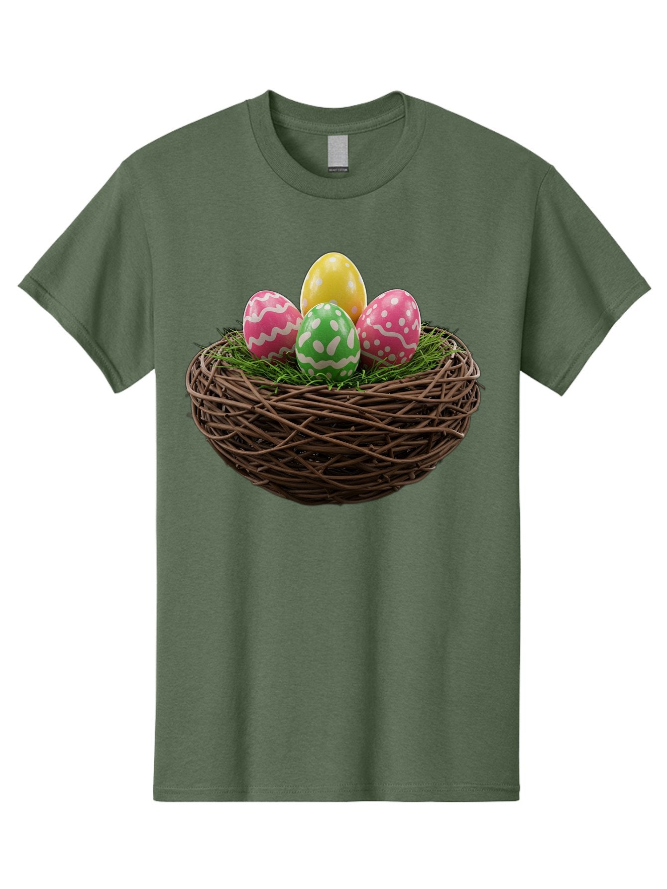 Easter-Eggs-10 Men'S Graphic Tee, 100% Cotton, Comfortable Casual Summer Wear, Machine Washable, Easter Eggs, Decorated Eggs, Wicker Nest, Springtime Decor, Holiday Celebration, Festive Colors, Pink, Green, And Yellow Eggs, Easter Tradition, Baa604 15