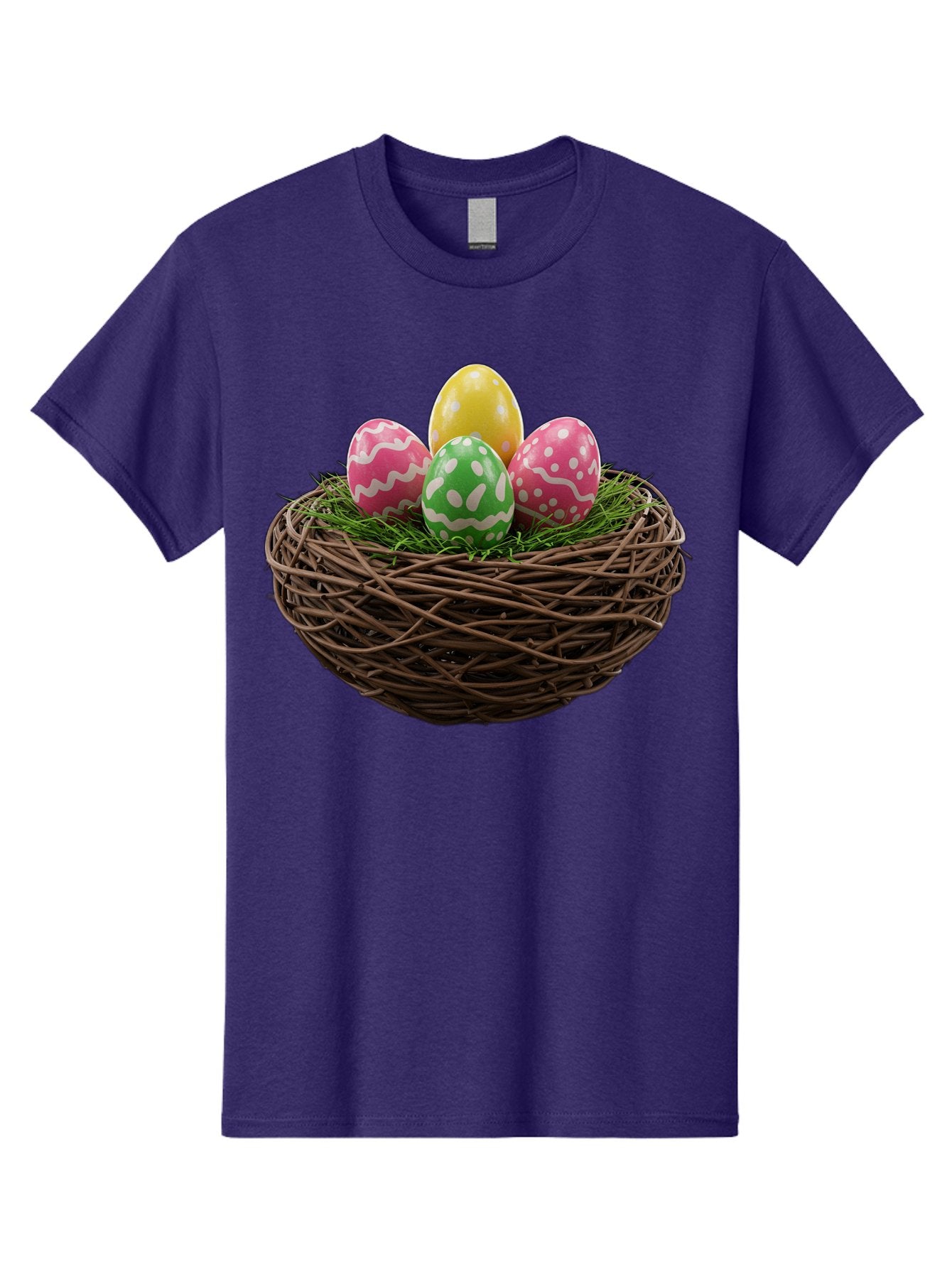 Easter-Eggs-10 Men'S Graphic Tee, 100% Cotton, Comfortable Casual Summer Wear, Machine Washable, Easter Eggs, Decorated Eggs, Wicker Nest, Springtime Decor, Holiday Celebration, Festive Colors, Pink, Green, And Yellow Eggs, Easter Tradition, Baa604 9