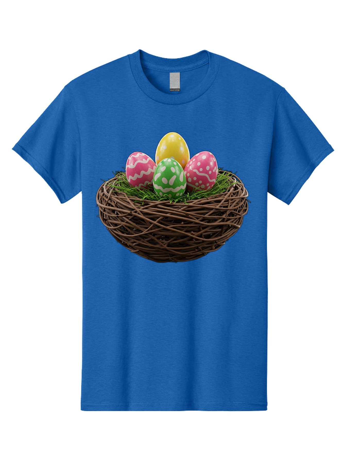 Easter-Eggs-10 Men'S Graphic Tee, 100% Cotton, Comfortable Casual Summer Wear, Machine Washable, Easter Eggs, Decorated Eggs, Wicker Nest, Springtime Decor, Holiday Celebration, Festive Colors, Pink, Green, And Yellow Eggs, Easter Tradition, Baa604 11
