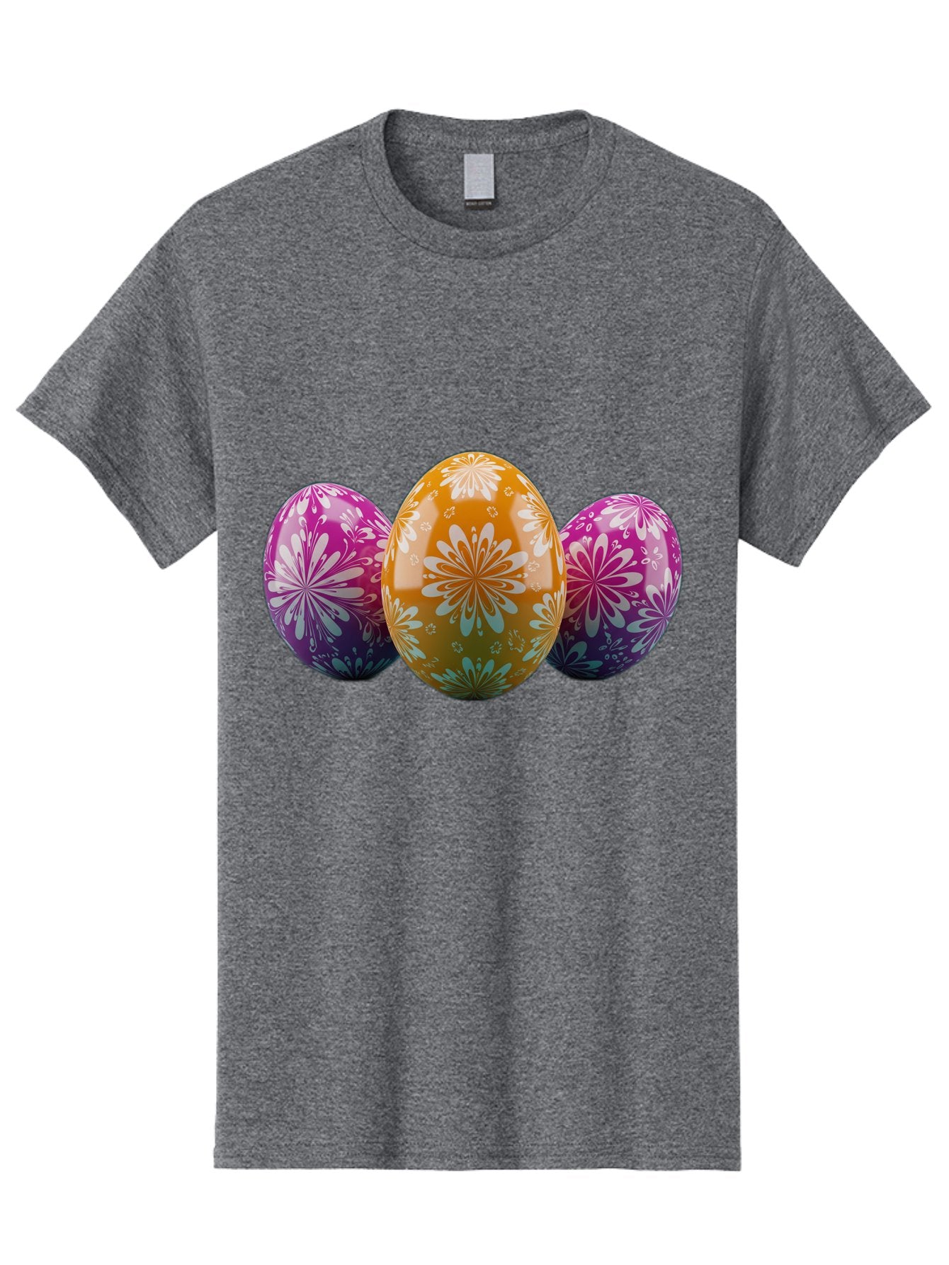 Easter-Eggs-11 Men'S Graphic Tee, 100% Cotton, Comfortable Casual Summer Wear, Machine Washable, Decorated Easter Eggs, Floral Patterns, Purple And Orange Eggs, Shiny Finish, Easter Celebration, Spring Decorations, Festive Eggs, Baa605 4