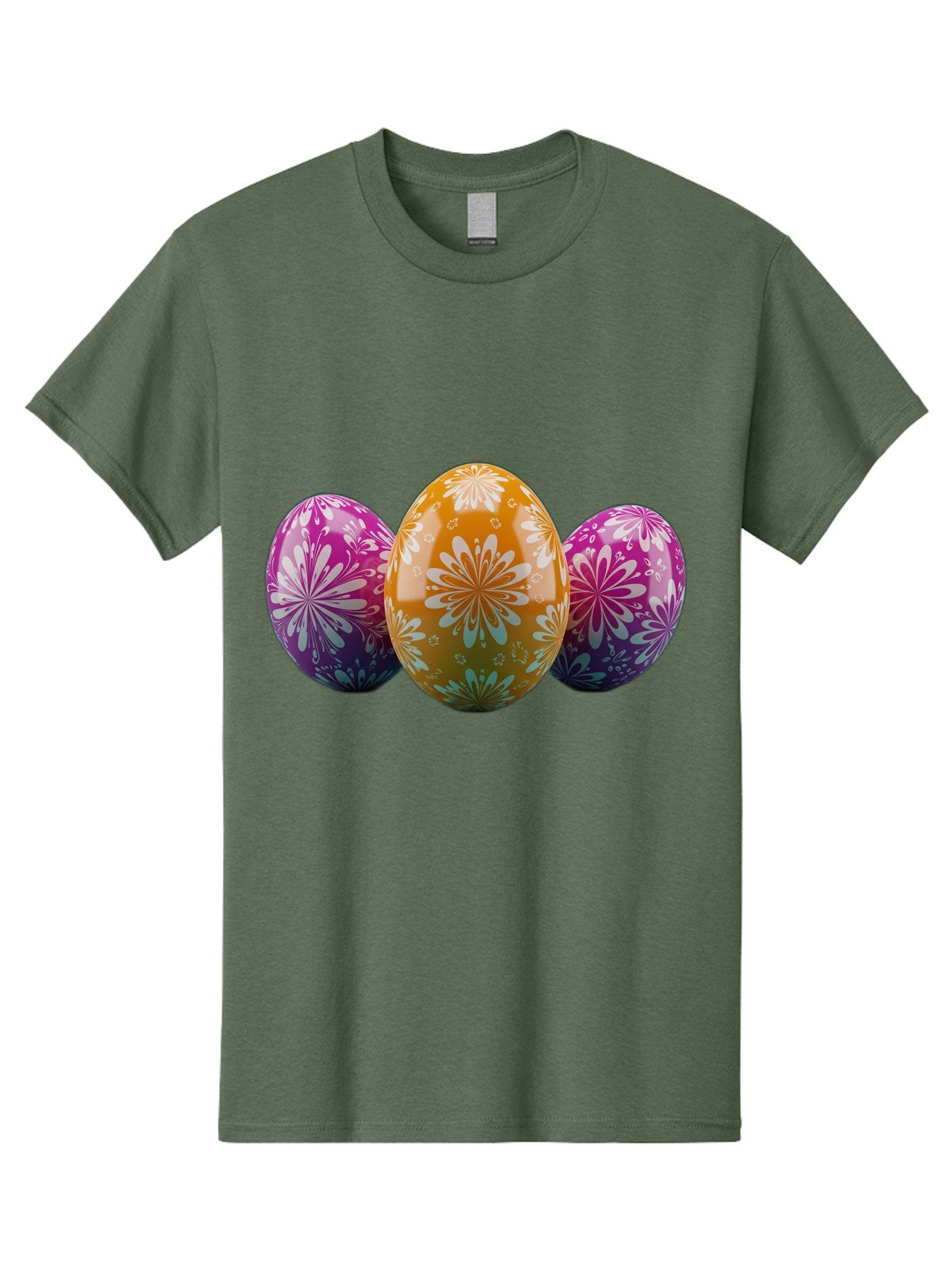 Easter-Eggs-11 Men'S Graphic Tee, 100% Cotton, Comfortable Casual Summer Wear, Machine Washable, Decorated Easter Eggs, Floral Patterns, Purple And Orange Eggs, Shiny Finish, Easter Celebration, Spring Decorations, Festive Eggs, Baa605 14