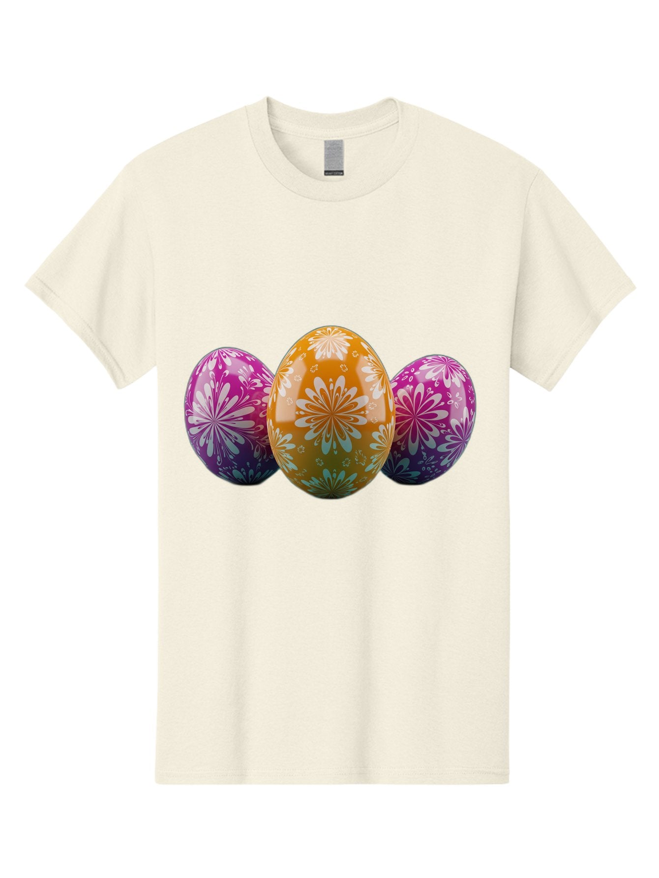 Easter-Eggs-11 Men'S Graphic Tee, 100% Cotton, Comfortable Casual Summer Wear, Machine Washable, Decorated Easter Eggs, Floral Patterns, Purple And Orange Eggs, Shiny Finish, Easter Celebration, Spring Decorations, Festive Eggs, Baa605 6