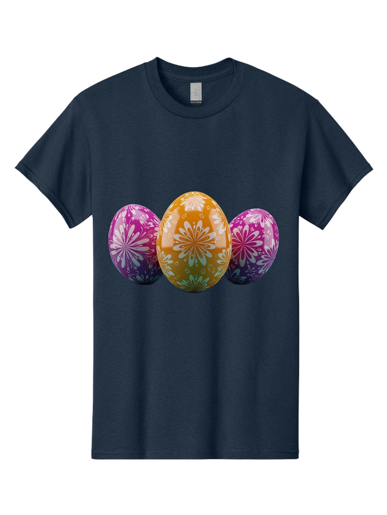 Easter-Eggs-11 Men'S Graphic Tee, 100% Cotton, Comfortable Casual Summer Wear, Machine Washable, Decorated Easter Eggs, Floral Patterns, Purple And Orange Eggs, Shiny Finish, Easter Celebration, Spring Decorations, Festive Eggs, Baa605 12