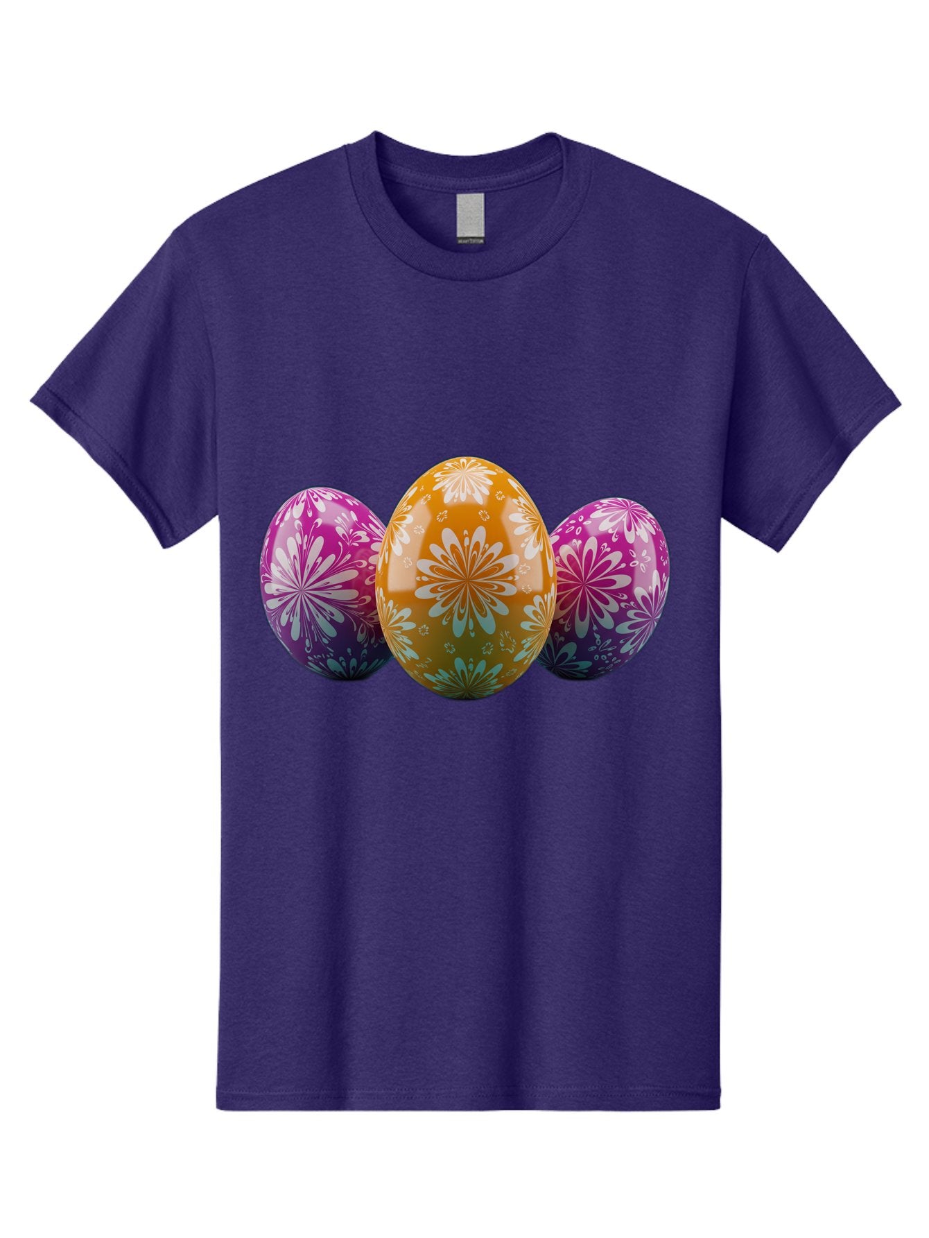 Easter-Eggs-11 Men'S Graphic Tee, 100% Cotton, Comfortable Casual Summer Wear, Machine Washable, Decorated Easter Eggs, Floral Patterns, Purple And Orange Eggs, Shiny Finish, Easter Celebration, Spring Decorations, Festive Eggs, Baa605 8