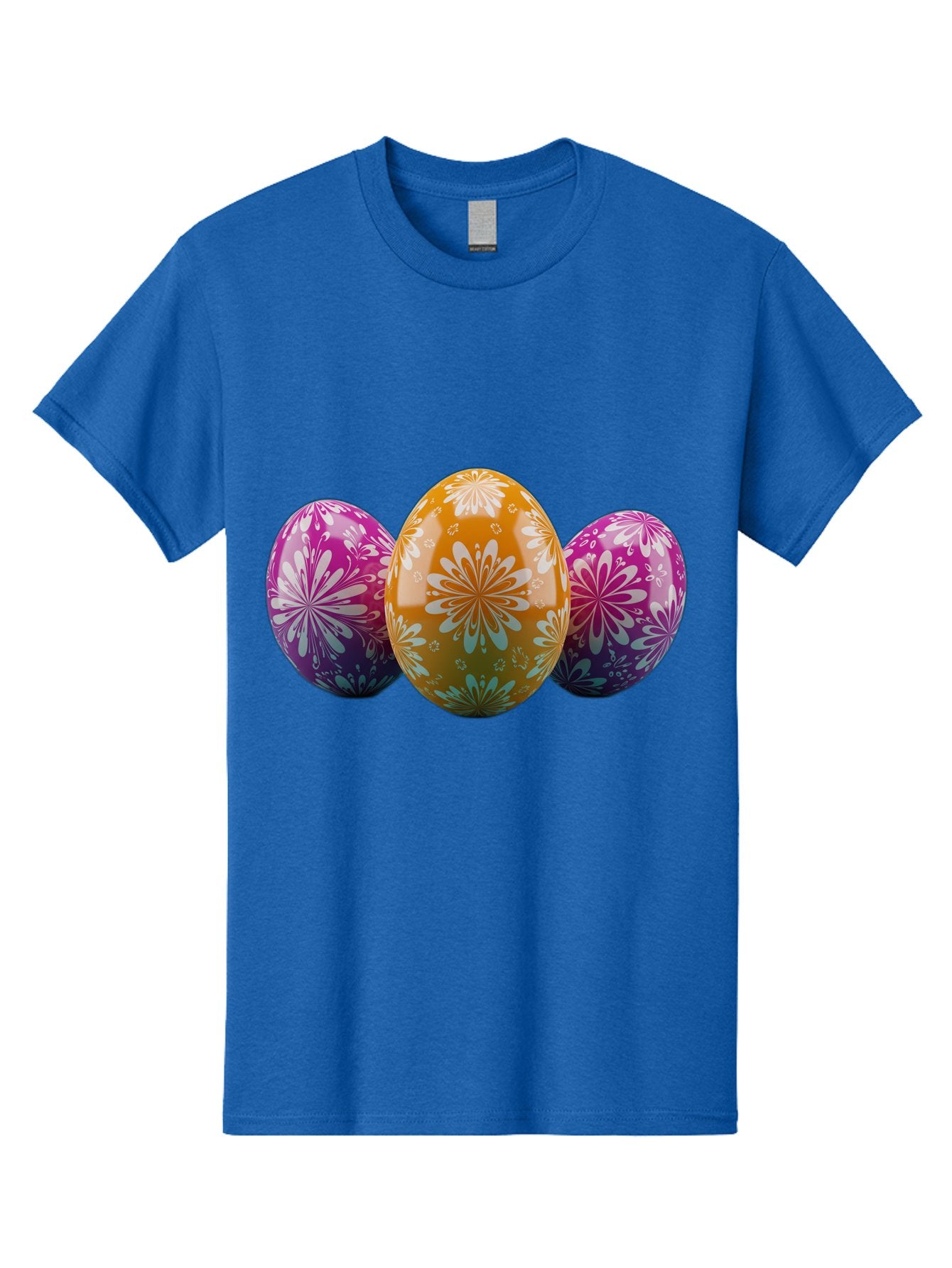Easter-Eggs-11 Men'S Graphic Tee, 100% Cotton, Comfortable Casual Summer Wear, Machine Washable, Decorated Easter Eggs, Floral Patterns, Purple And Orange Eggs, Shiny Finish, Easter Celebration, Spring Decorations, Festive Eggs, Baa605 15